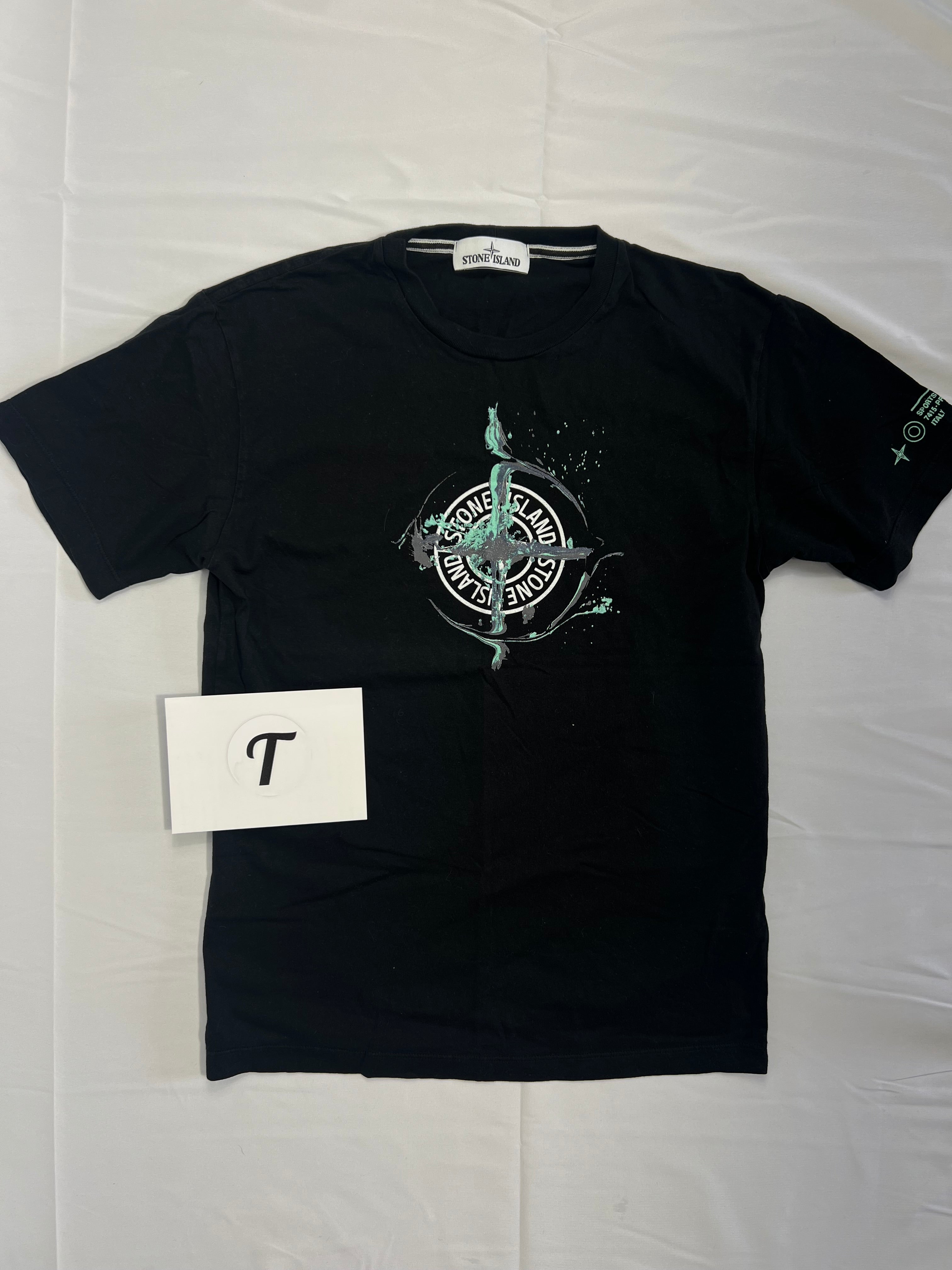 Stone Island Marble One Black Paint Splatter Tshirt