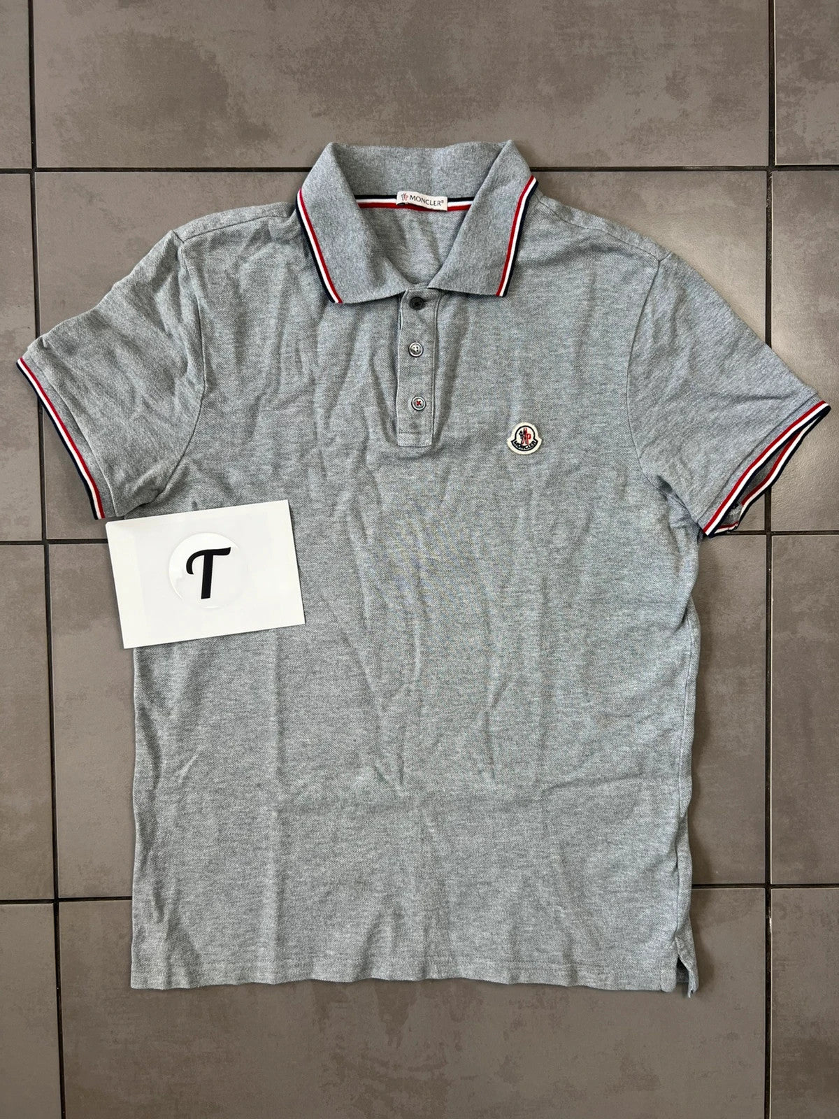 Moncler Pique Maglia Polo Shirt Grey