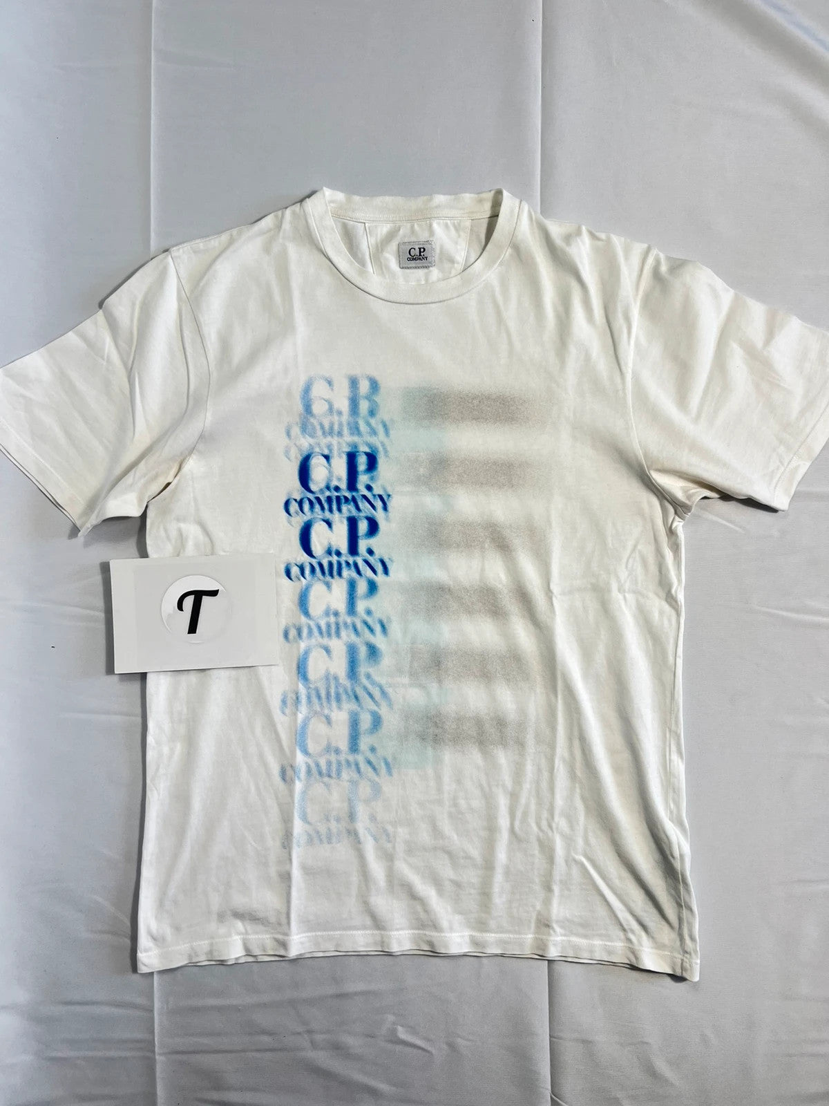 CP Company Blue Blur Logo Tshirt White