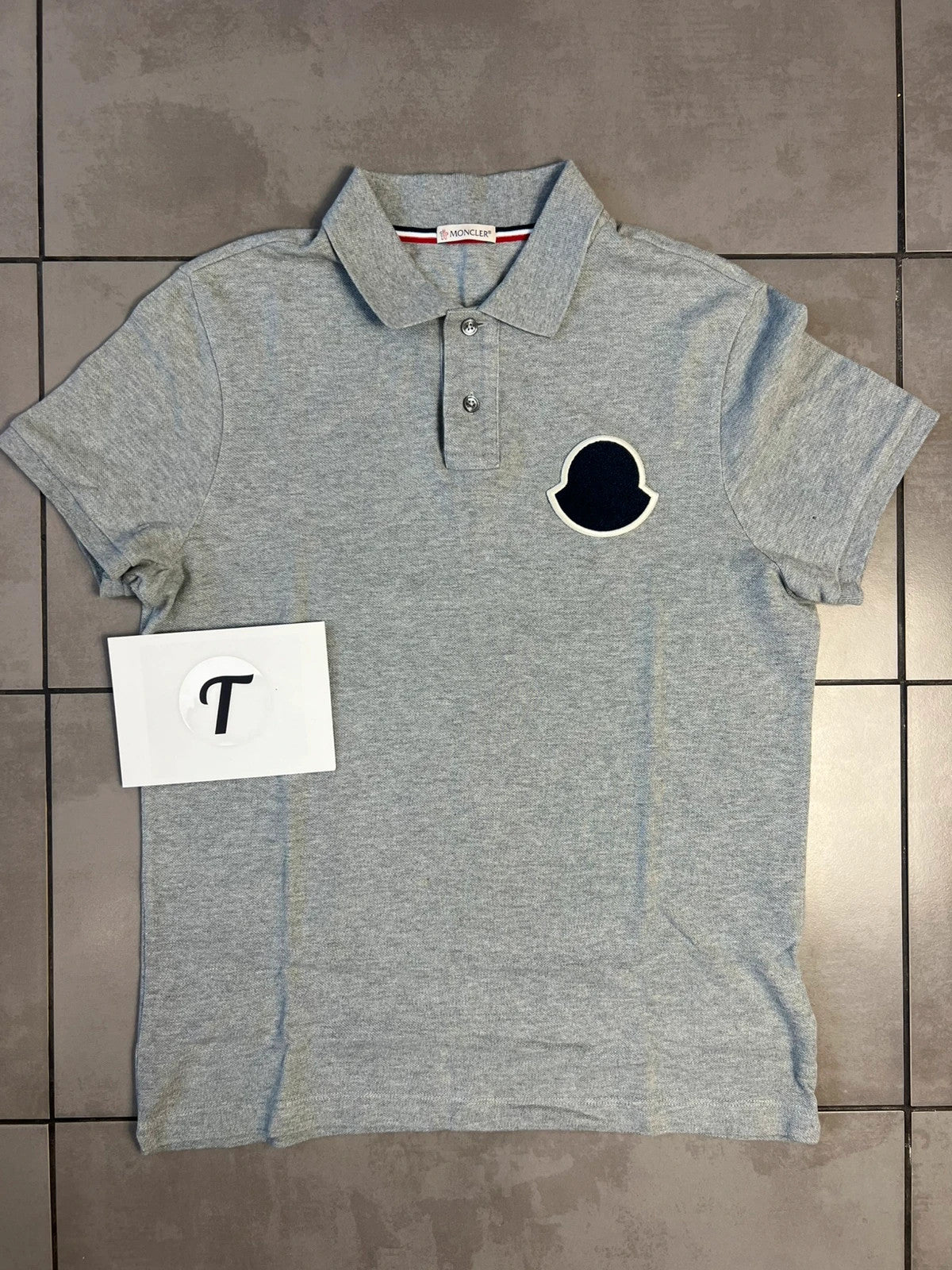 Moncler Maglia Polo Shirt Big Badge Grey