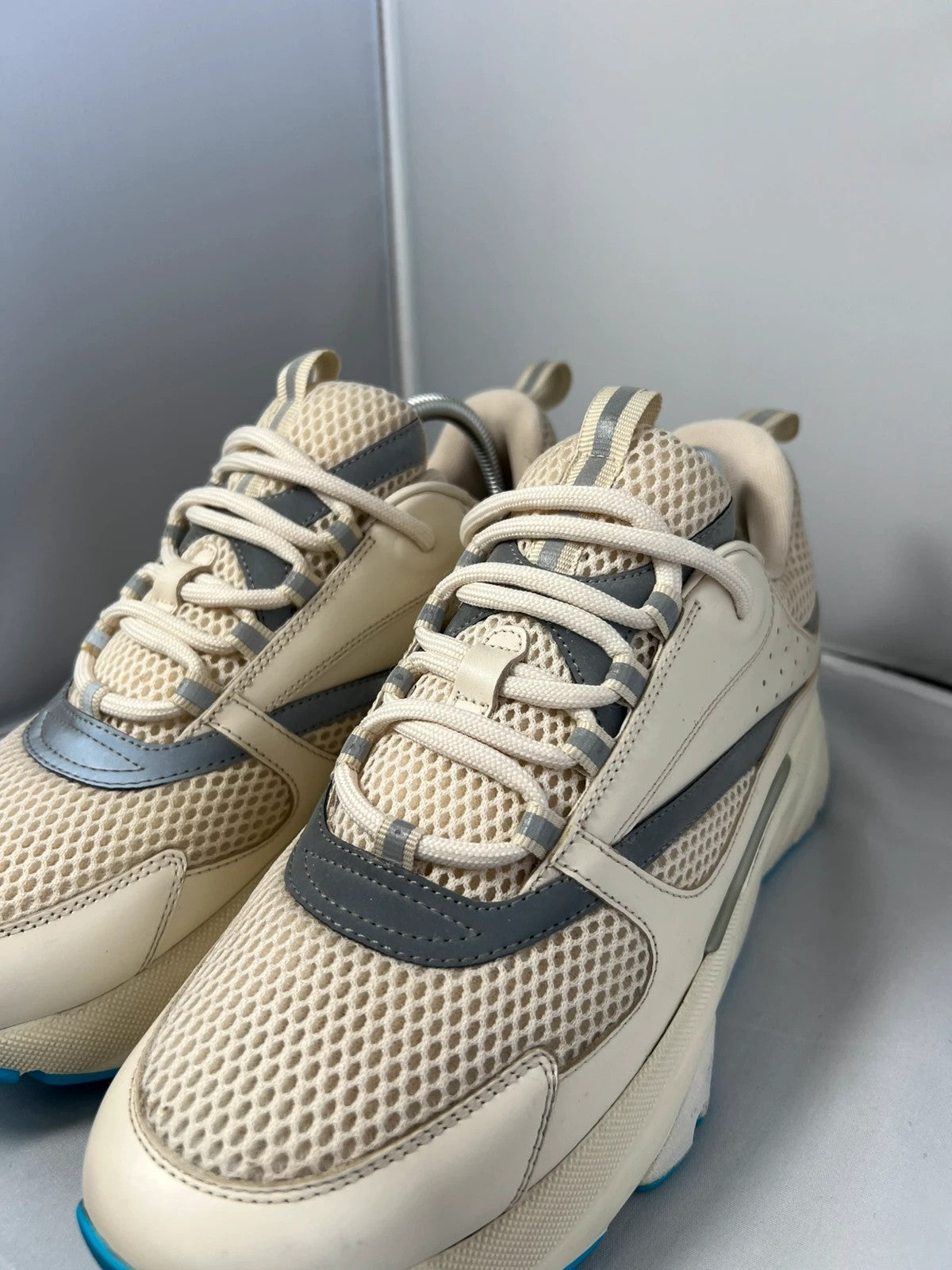 DIOR B22 Cream/White & Baby Blue Trainer Runners UK9 EU43
