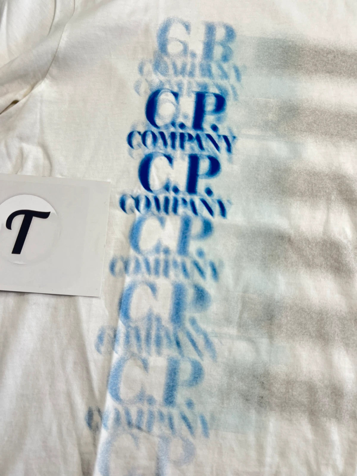 CP Company Blue Blur Logo Tshirt White