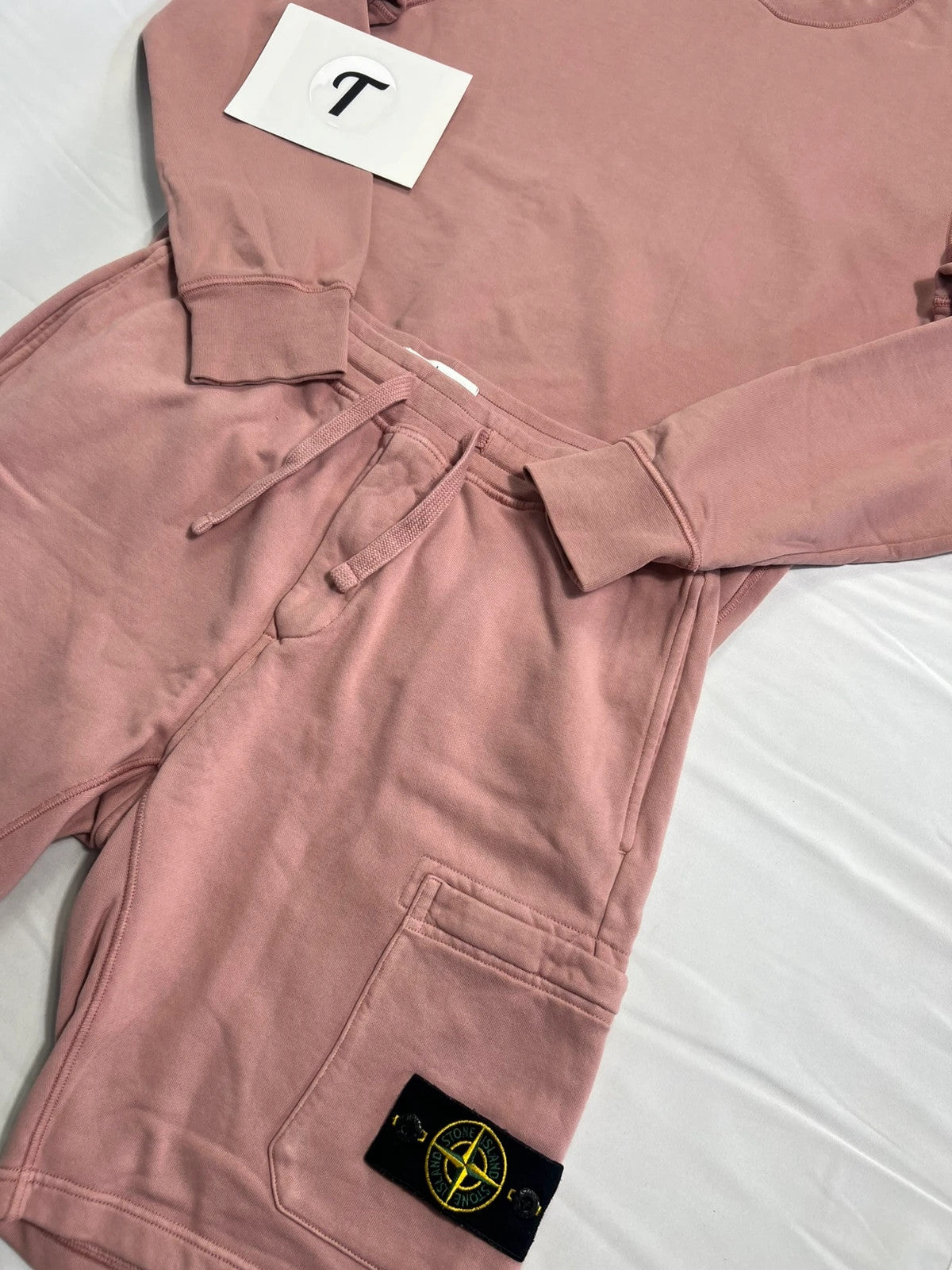 Stone Island Salmon / Rose Pink Fleece Sweatshirt & Short Set