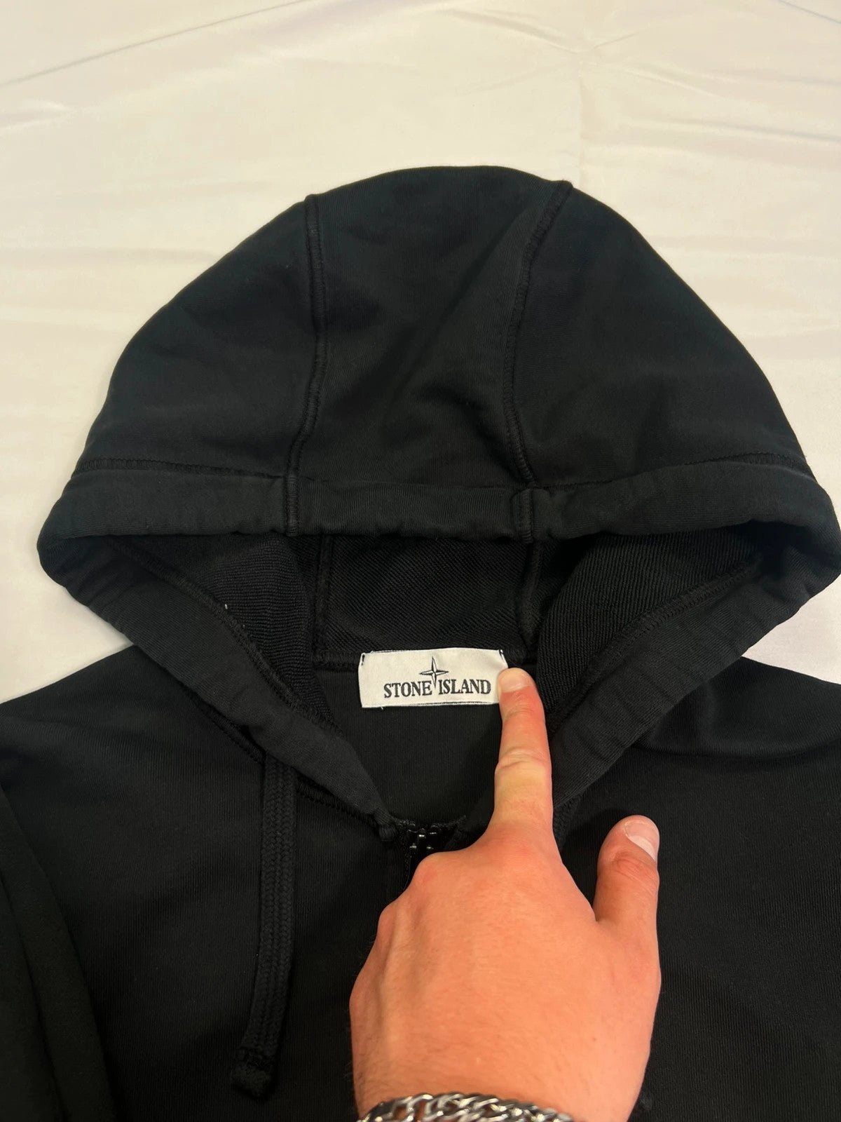 Stone Island Black Fleece Zip Up Hoodie & Cargo Tracksuit Bottom Set Black