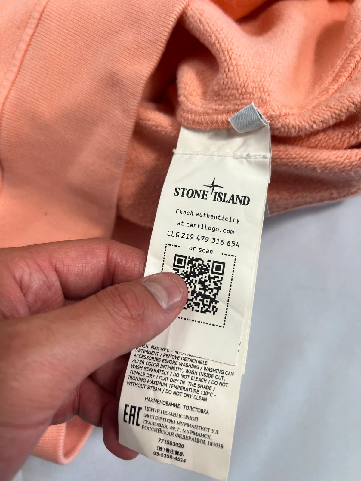 Stone Island Peach Coral Crewneck Sweatshirt