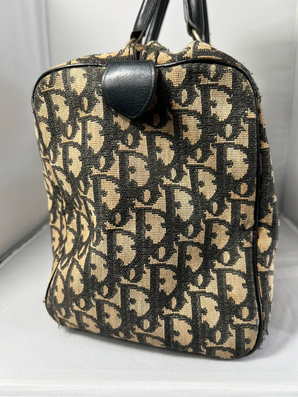 Christian Dior Trotter Oblique Canvas Boston Bag Black Unisex
