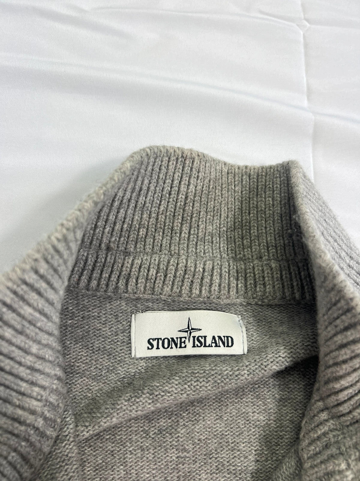 Stone Island 1/4 Zip Quarter Zip Wool Grey
