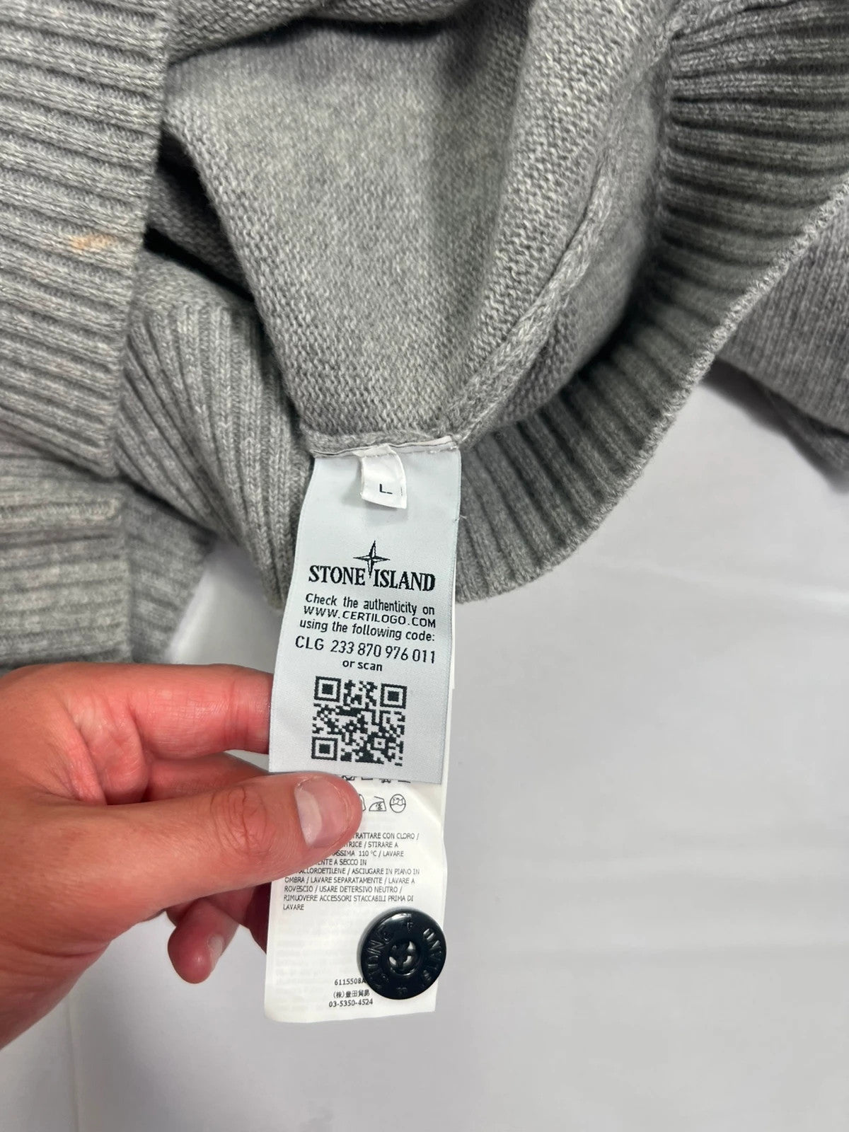 Stone Island 1/4 Zip Quarter Zip Wool Grey