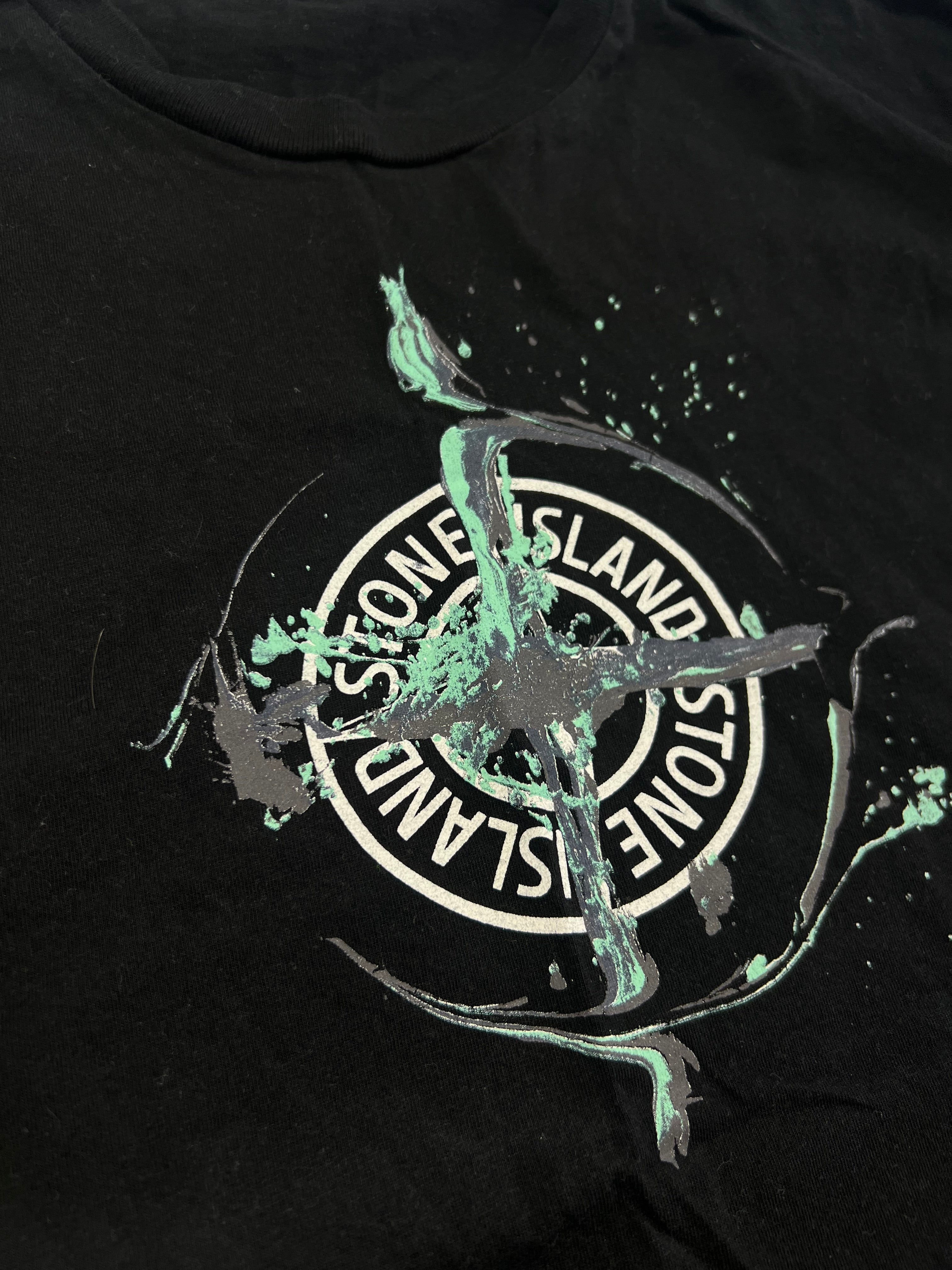 Stone Island Marble One Black Paint Splatter Tshirt