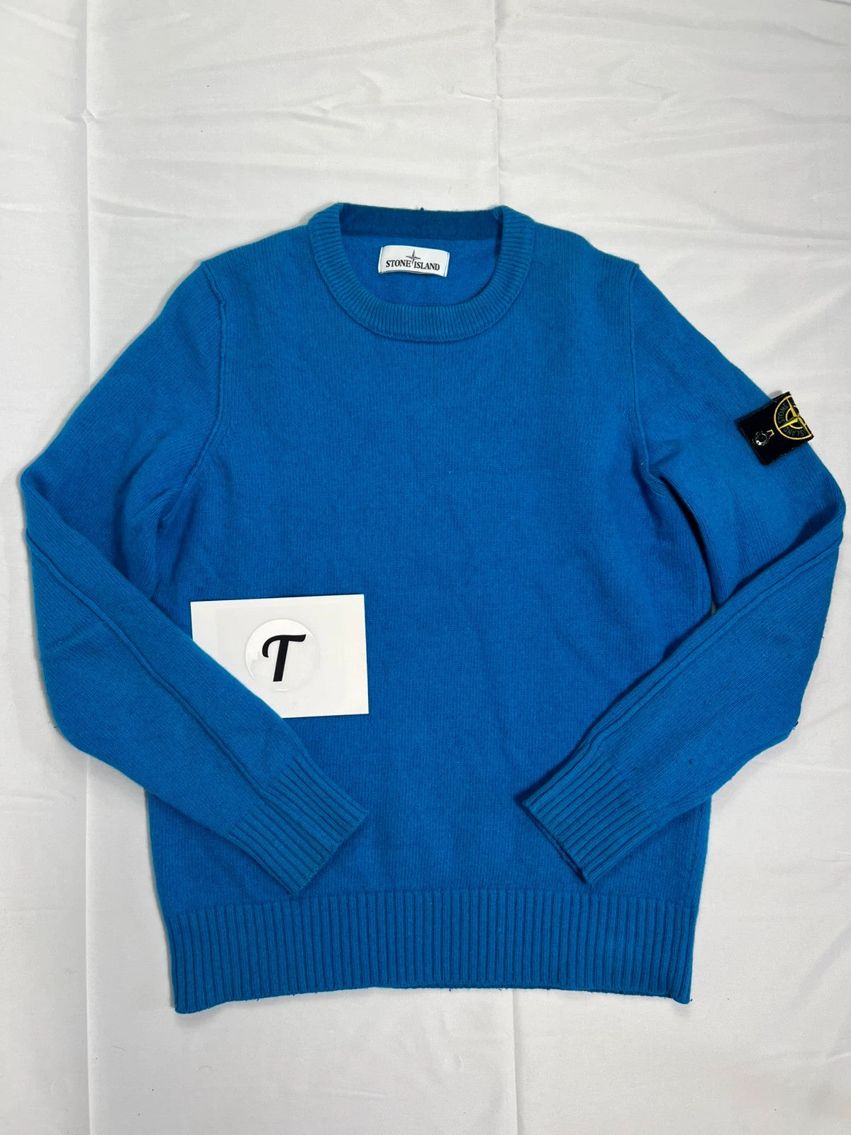 Stone Island Avio Blue Wool Woolen Sweatshirt