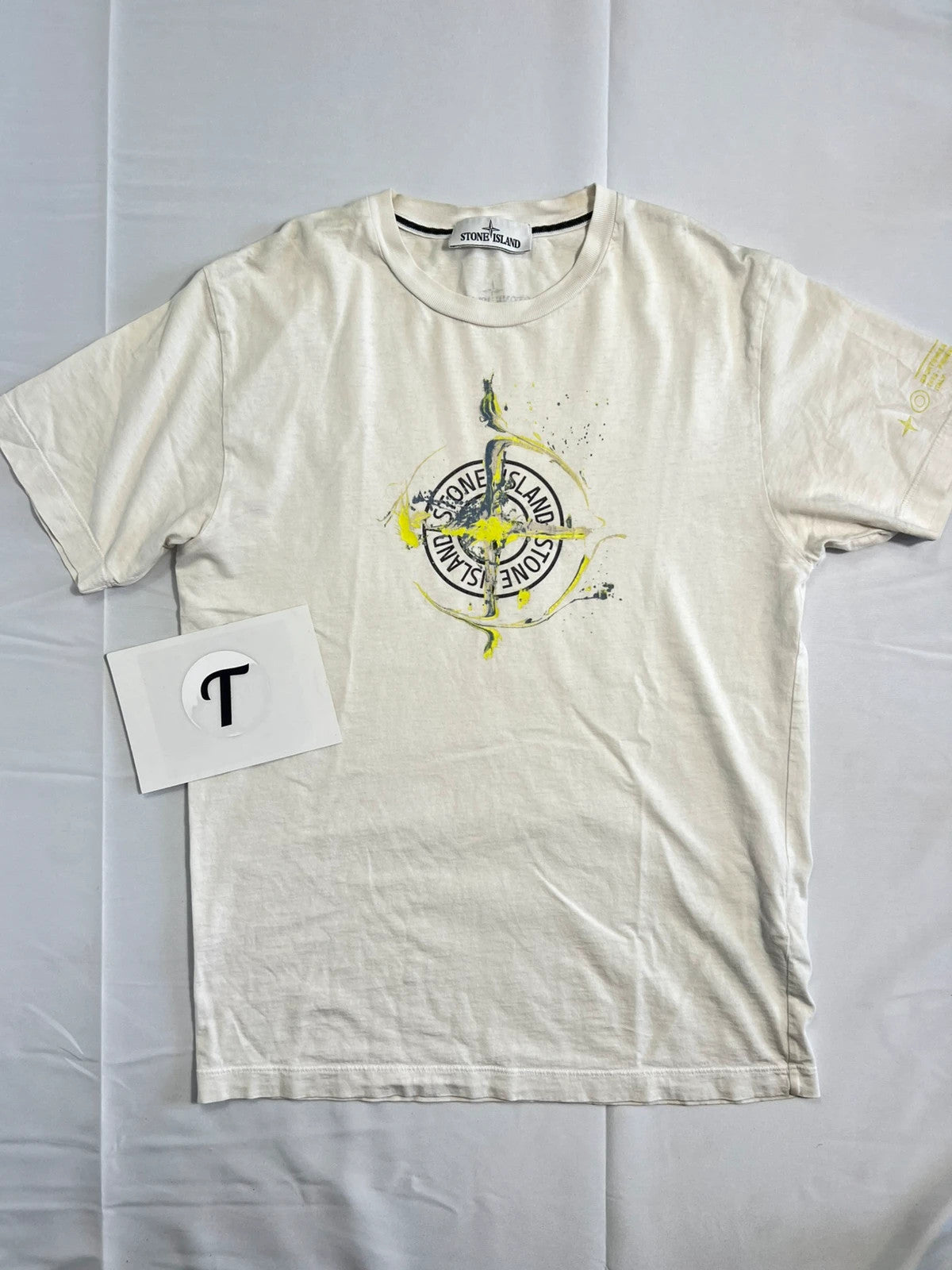 Stone Island Paint Splatter Compass Tshirt White