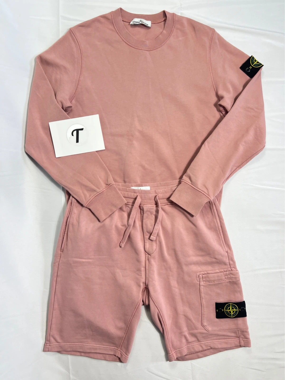 Stone Island Salmon / Rose Pink Fleece Sweatshirt & Short Set