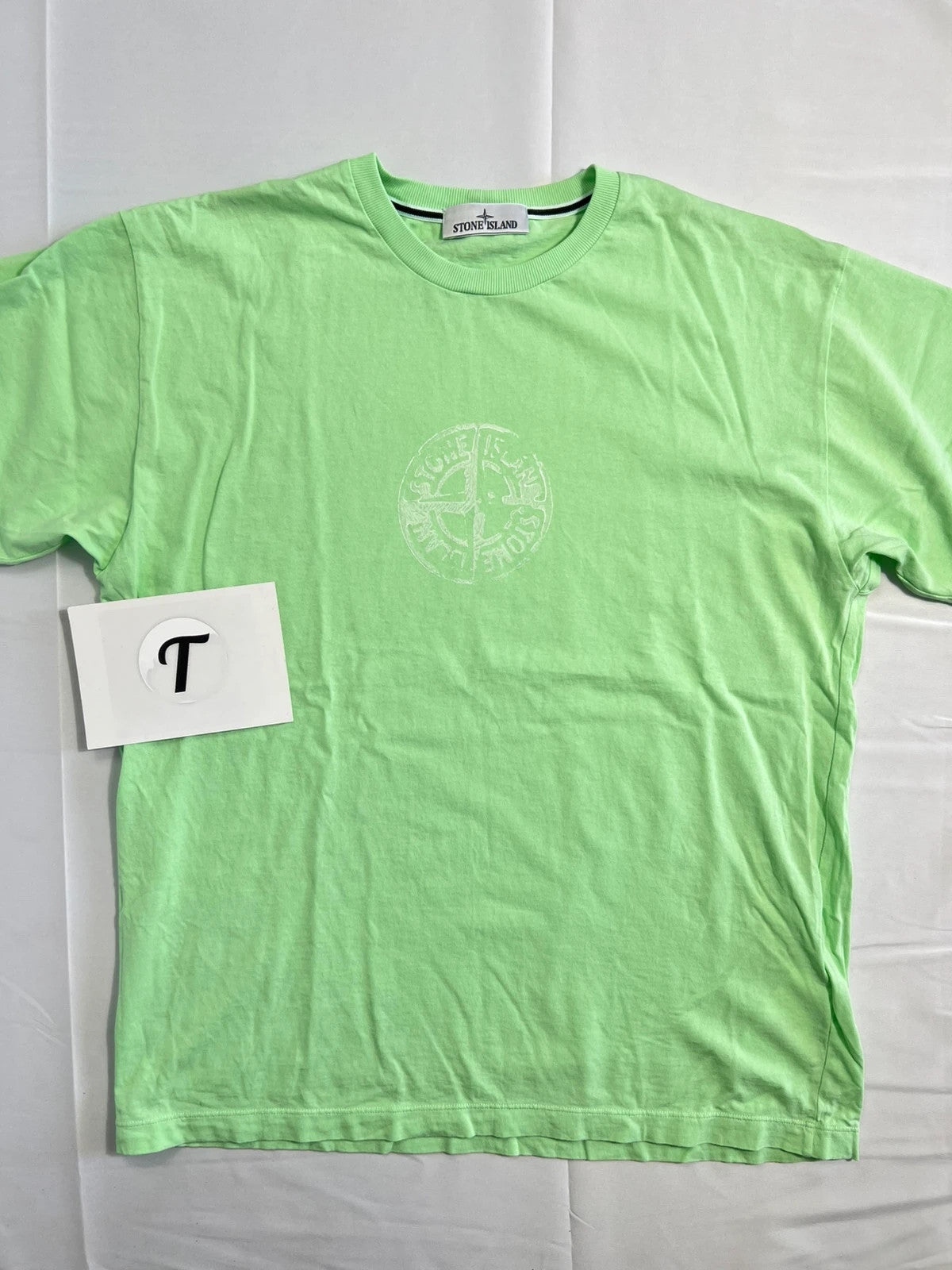 Stone Island Mint Green Cracked Compass Logo Tshirt