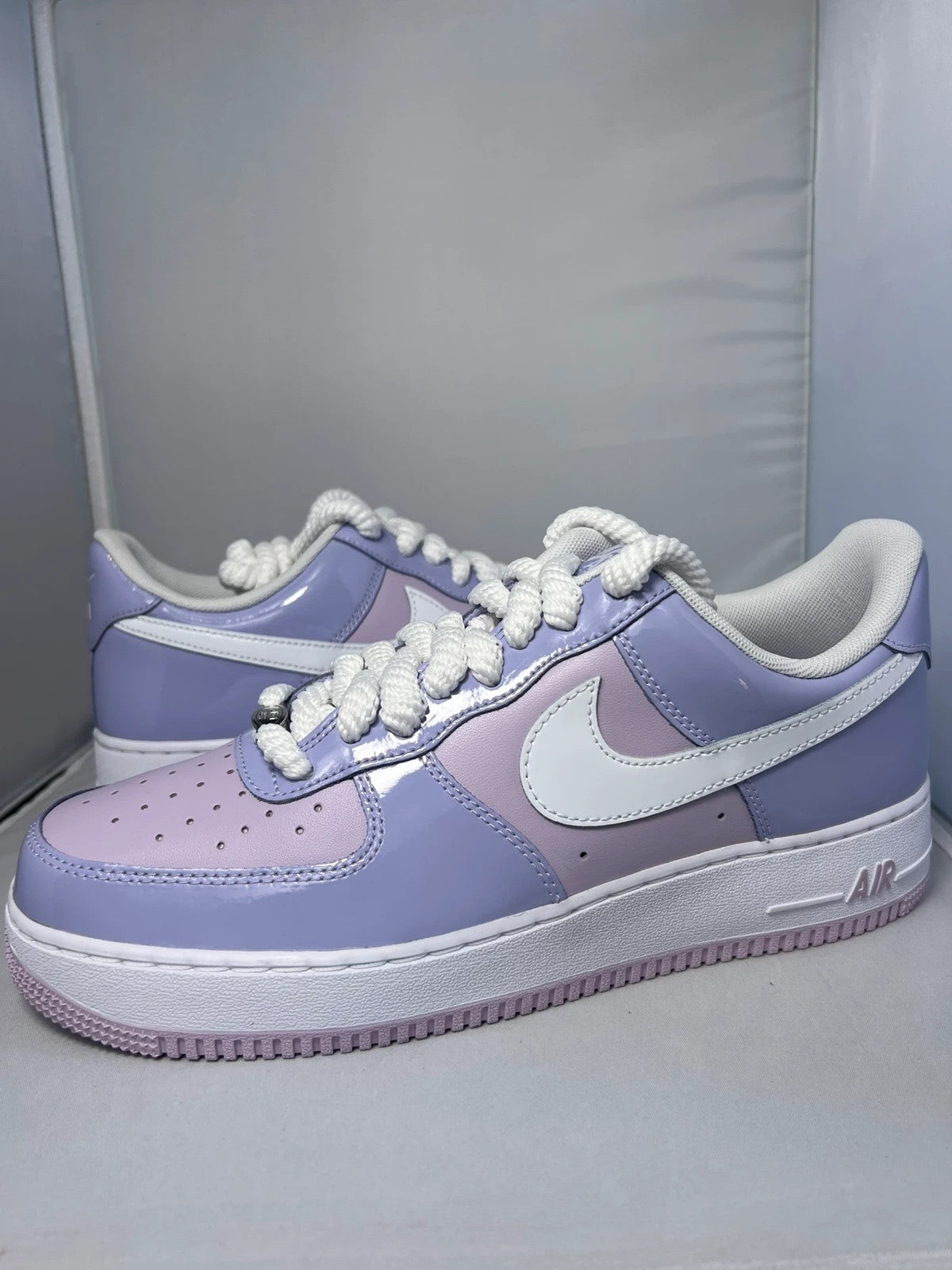 Nike Air Force 1 07/ Patent Leather Purple Rope Laced