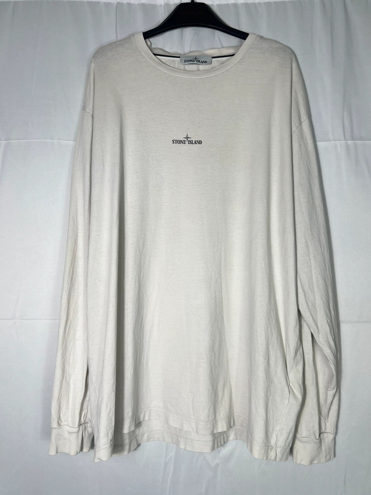 Stone Island Long Sleeve White Tshirt Compass Print