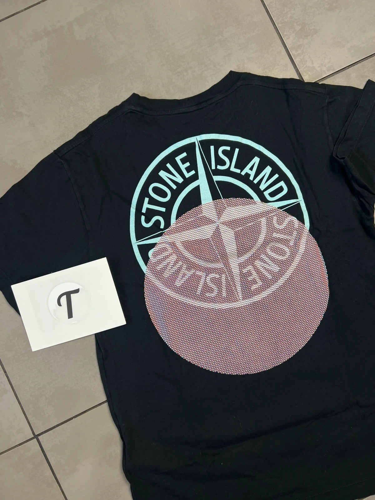 Stone Island Tricromia Three Print Rhinestone T-shirt Black