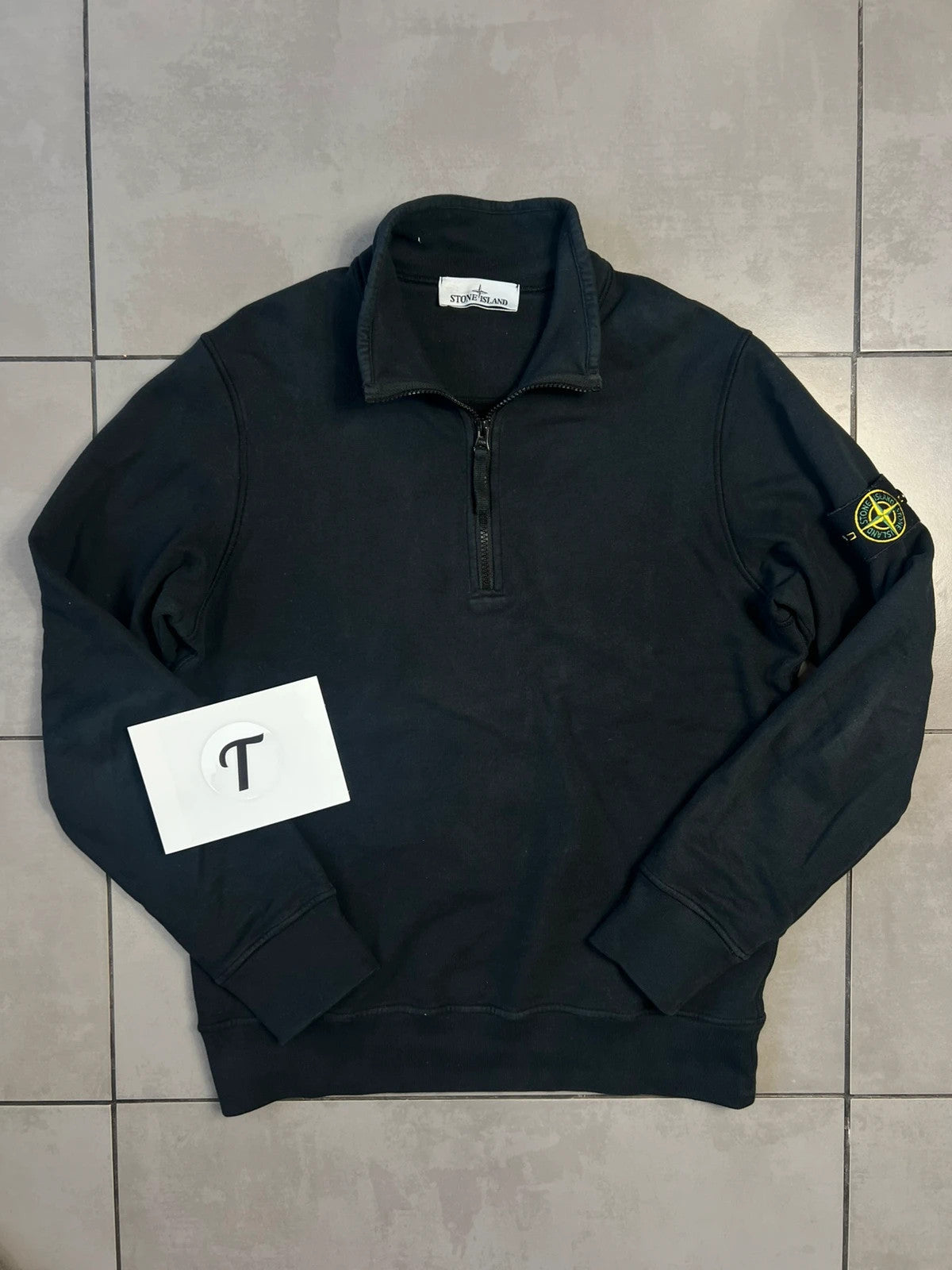 Stone Island Black ‘1/4’ Quarter Zip Jumper