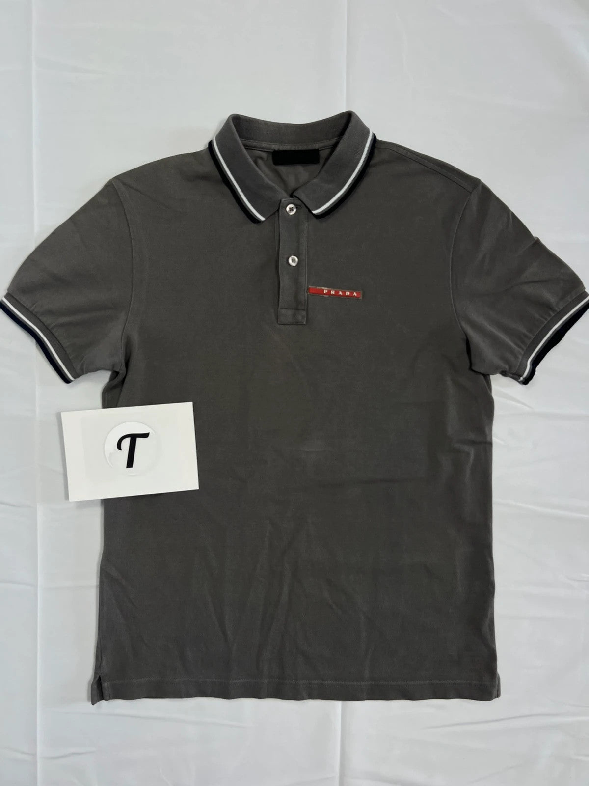 Prada Polo Grey Red Classic Logo
