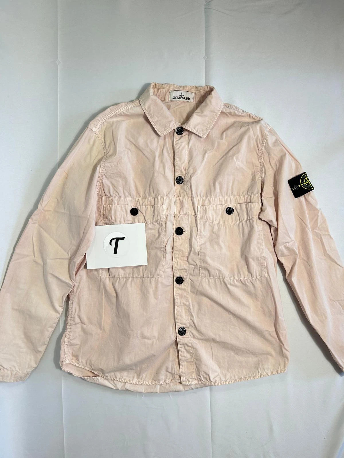 Stone Island Button Up Overshirt Coral Light Pink
