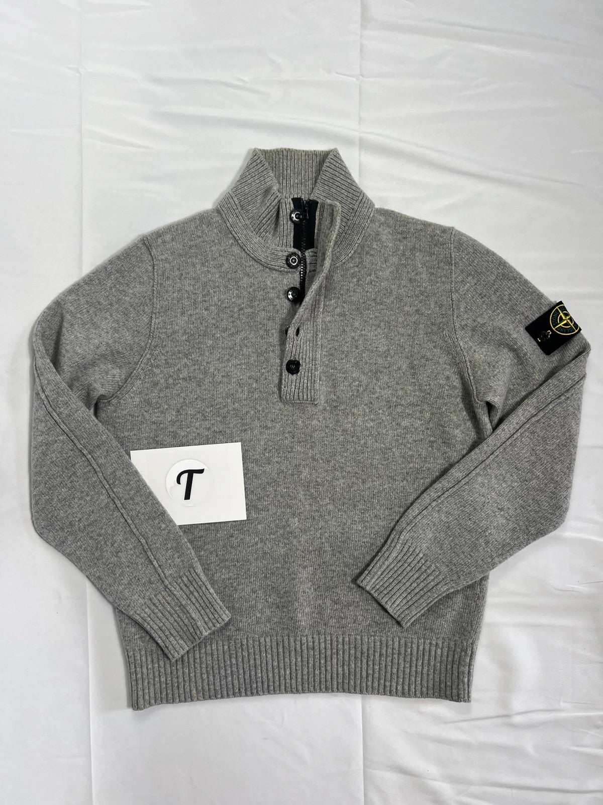 Stone Island 1/4 Zip Quarter Zip Wool Grey