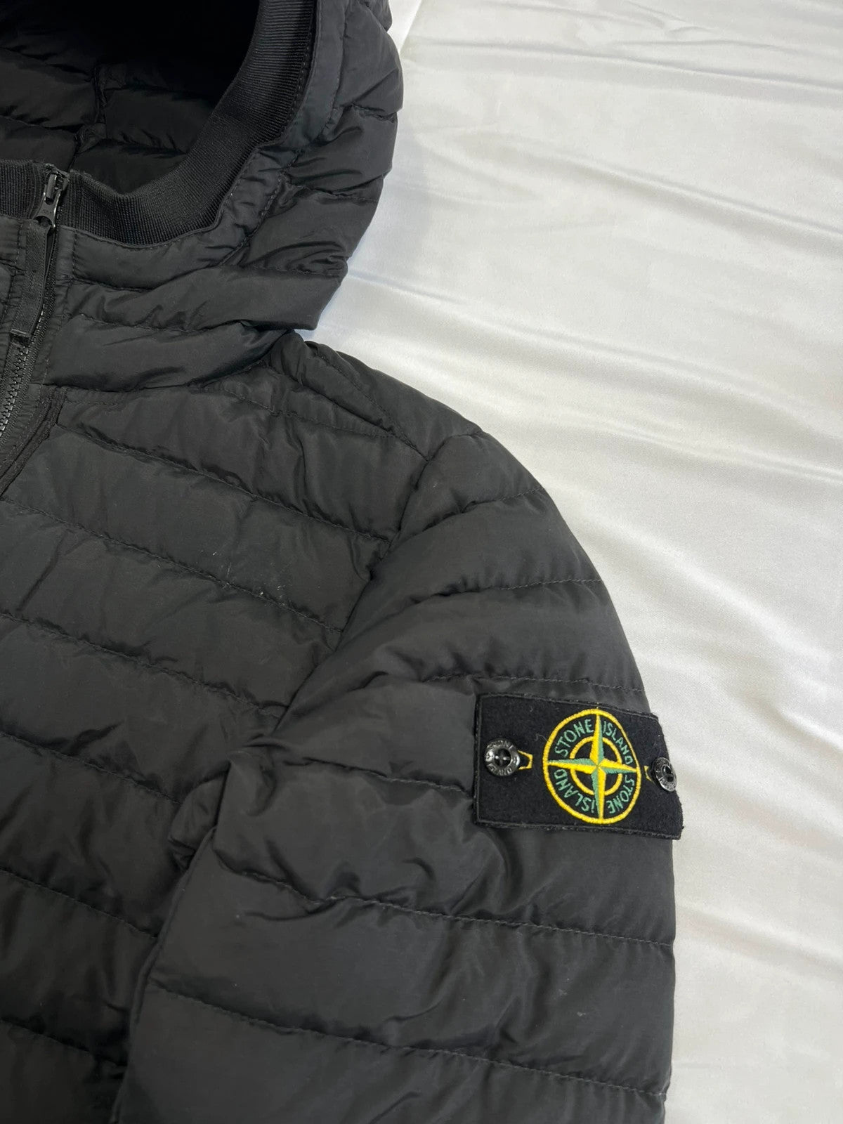 Stone Island O-Cotton R-Nylon Tela Puffer Jacket Black Mens