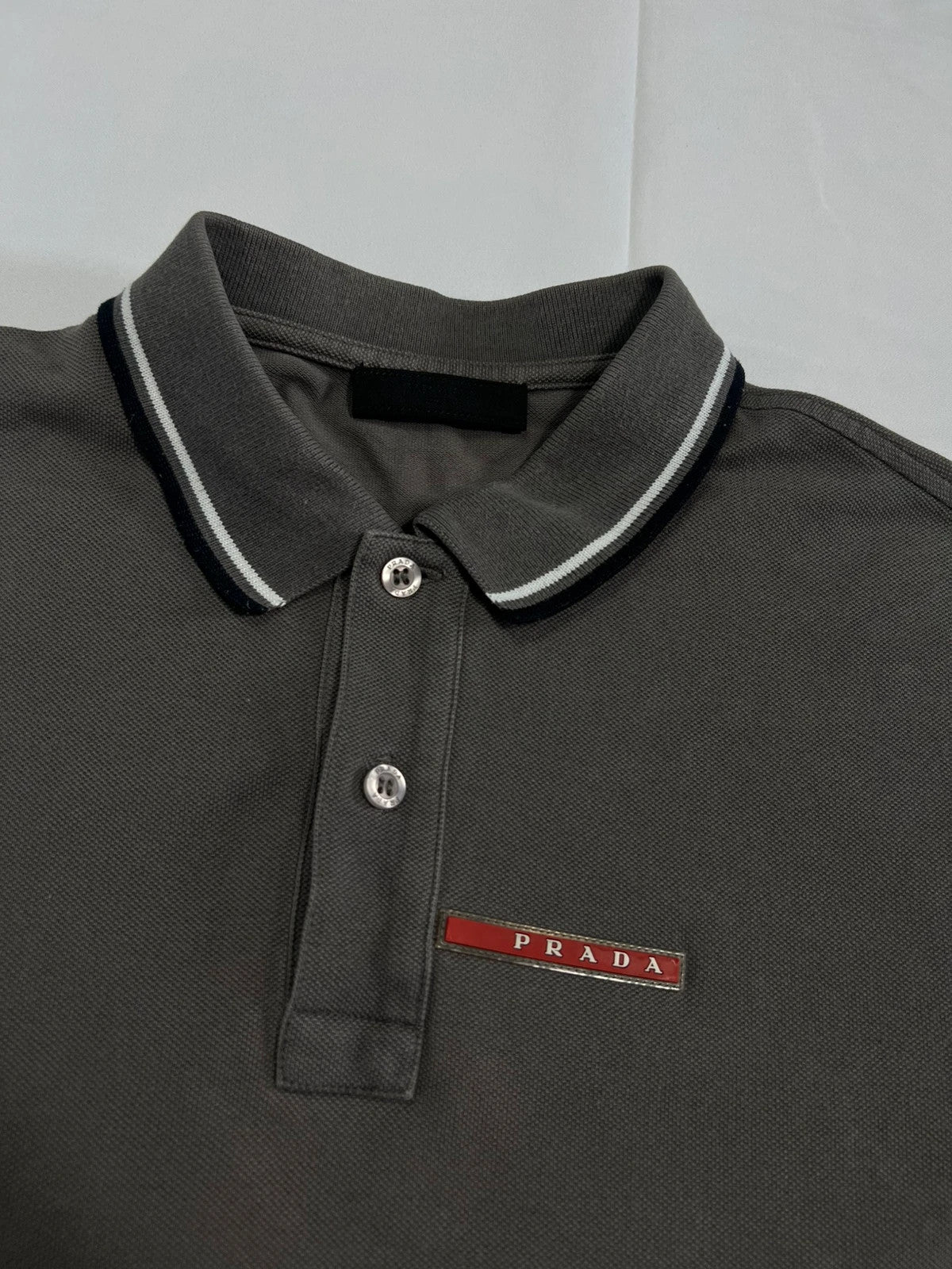 Prada Polo Grey Red Classic Logo