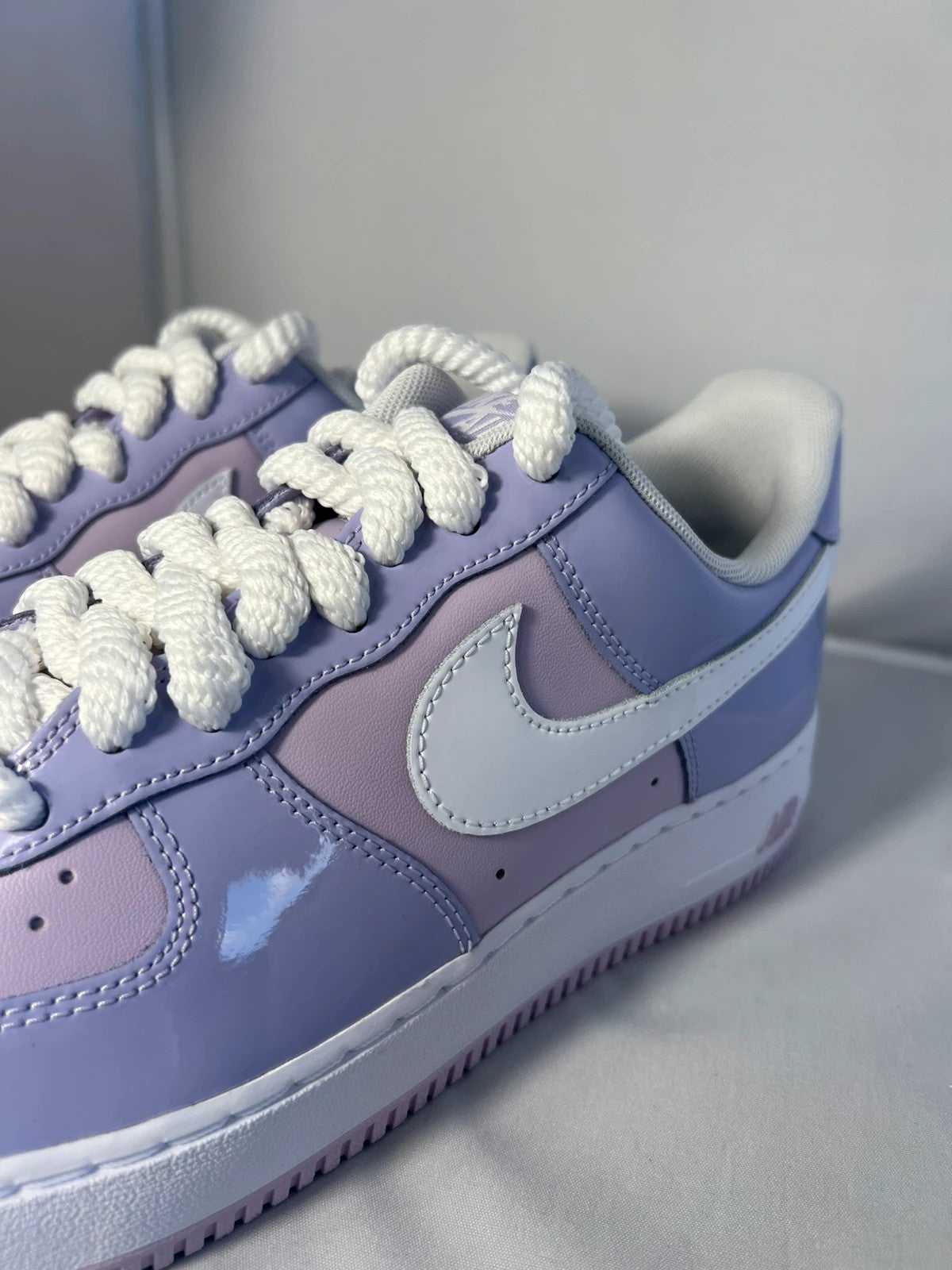 Nike Air Force 1 07/ Patent Leather Purple Rope Laced