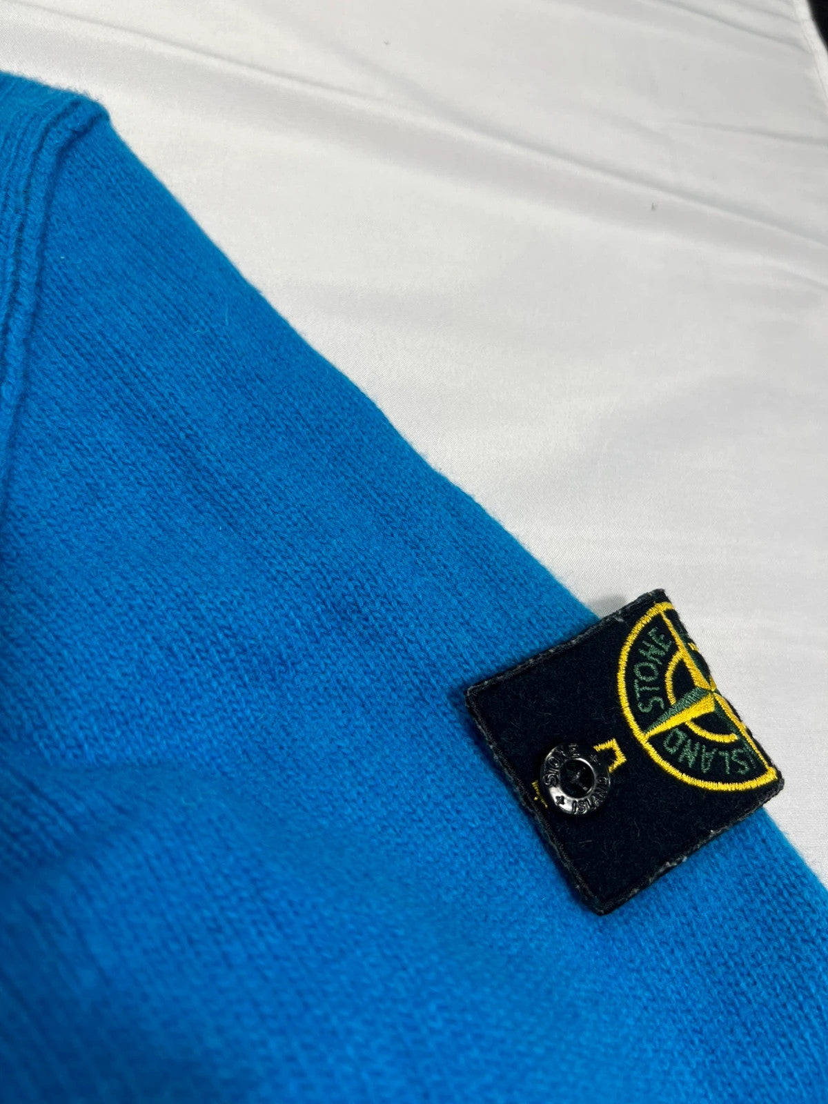 Stone Island Avio Blue Wool Woolen Sweatshirt