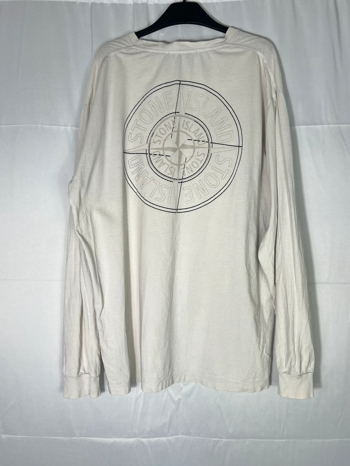 Stone Island Long Sleeve White Tshirt Compass Print