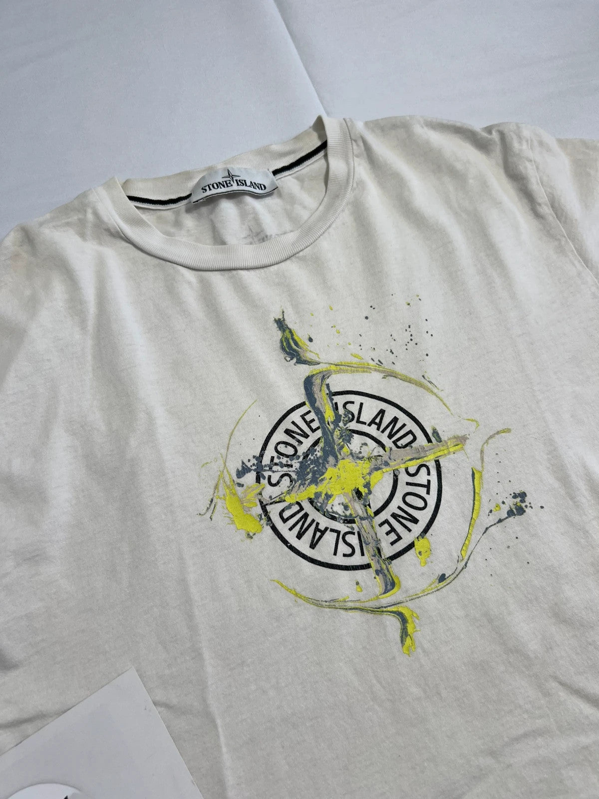 Stone Island Paint Splatter Compass Tshirt White