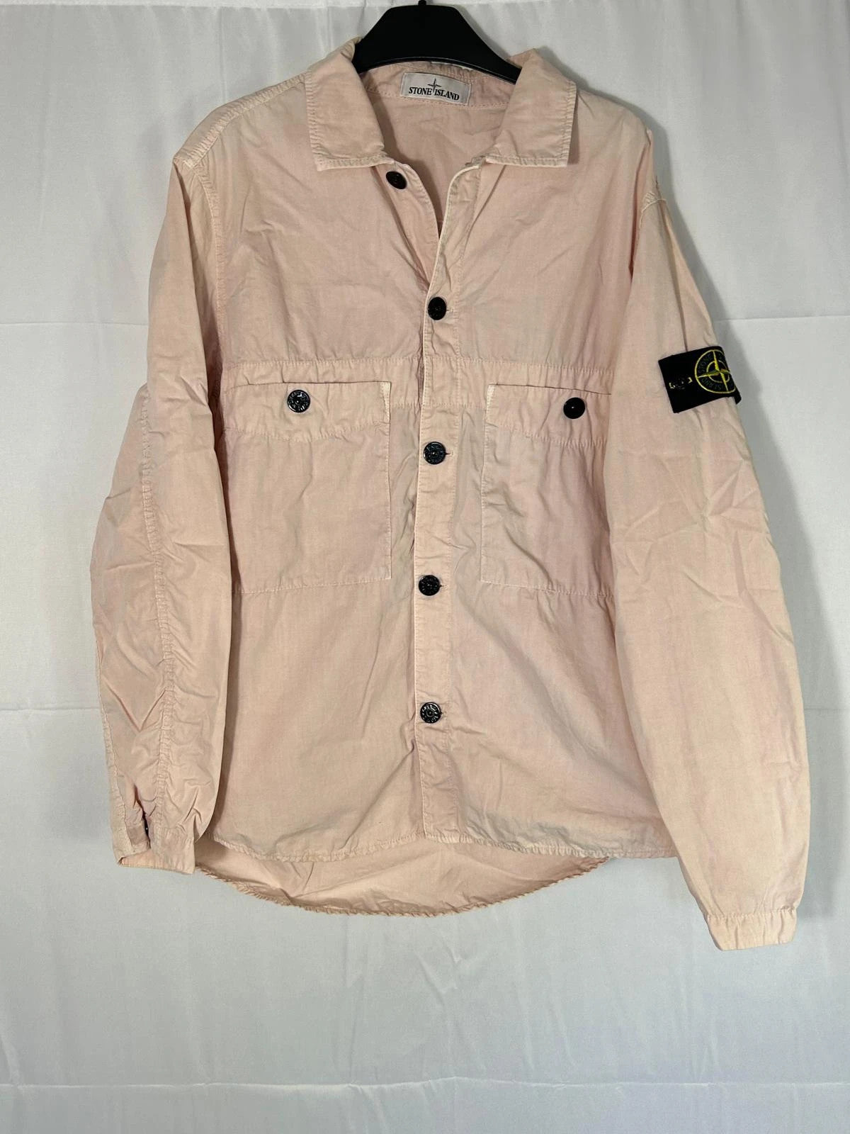 Stone Island Button Up Overshirt Coral Light Pink