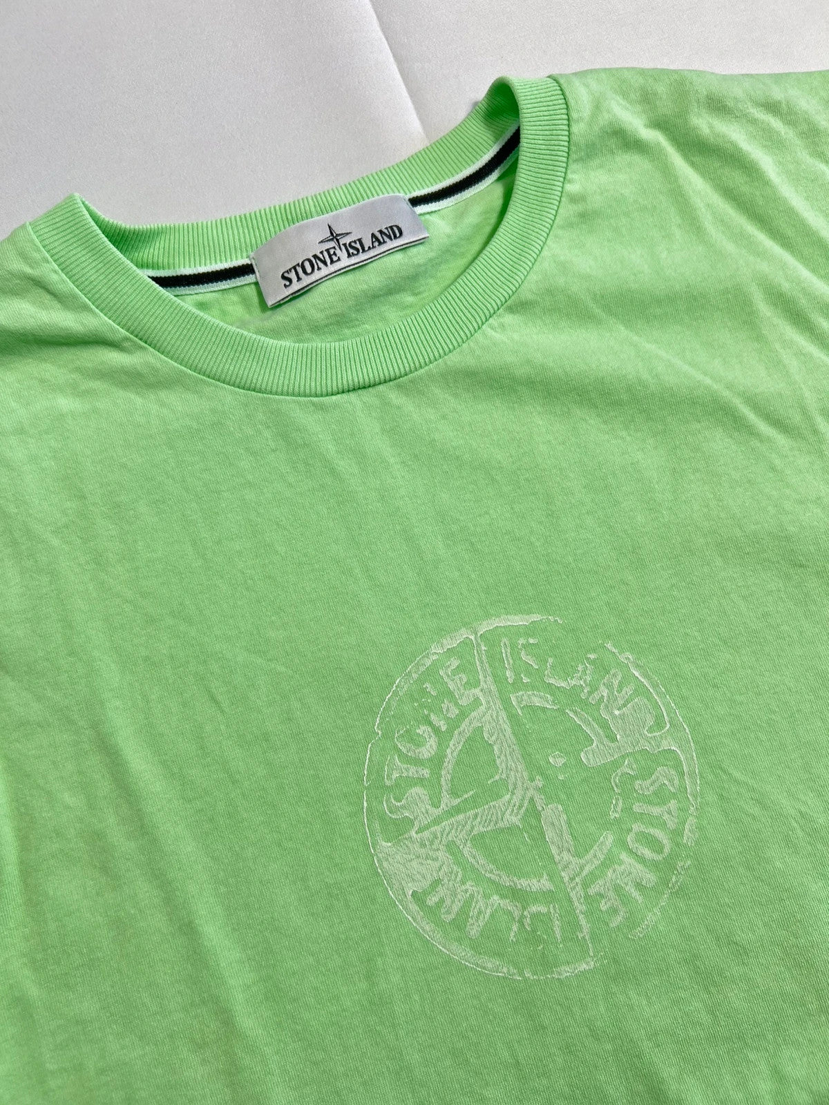 Stone Island Mint Green Cracked Compass Logo Tshirt