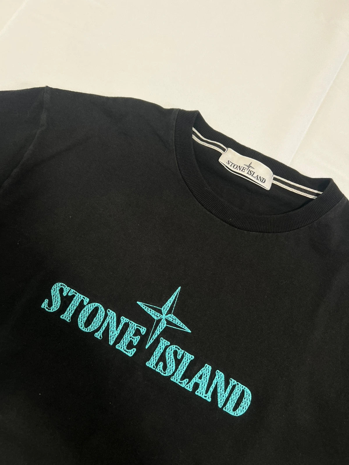 Stone Island Black Script Compass Logo Tshirt