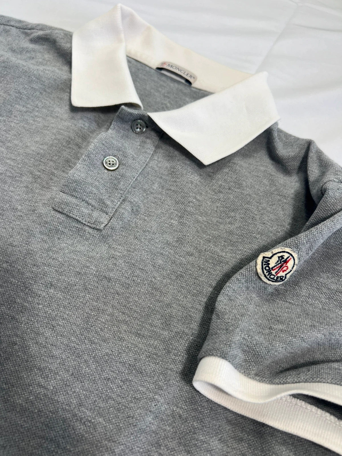 Moncler Maglia Corta Polo Shirt White / Grey