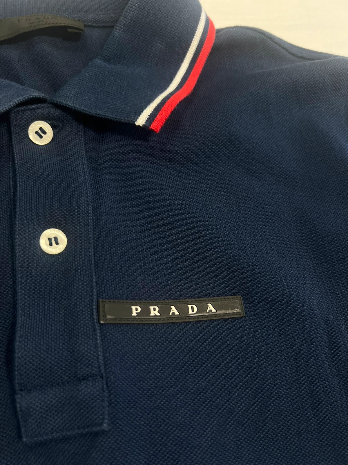 Prada Pique Polo Navy