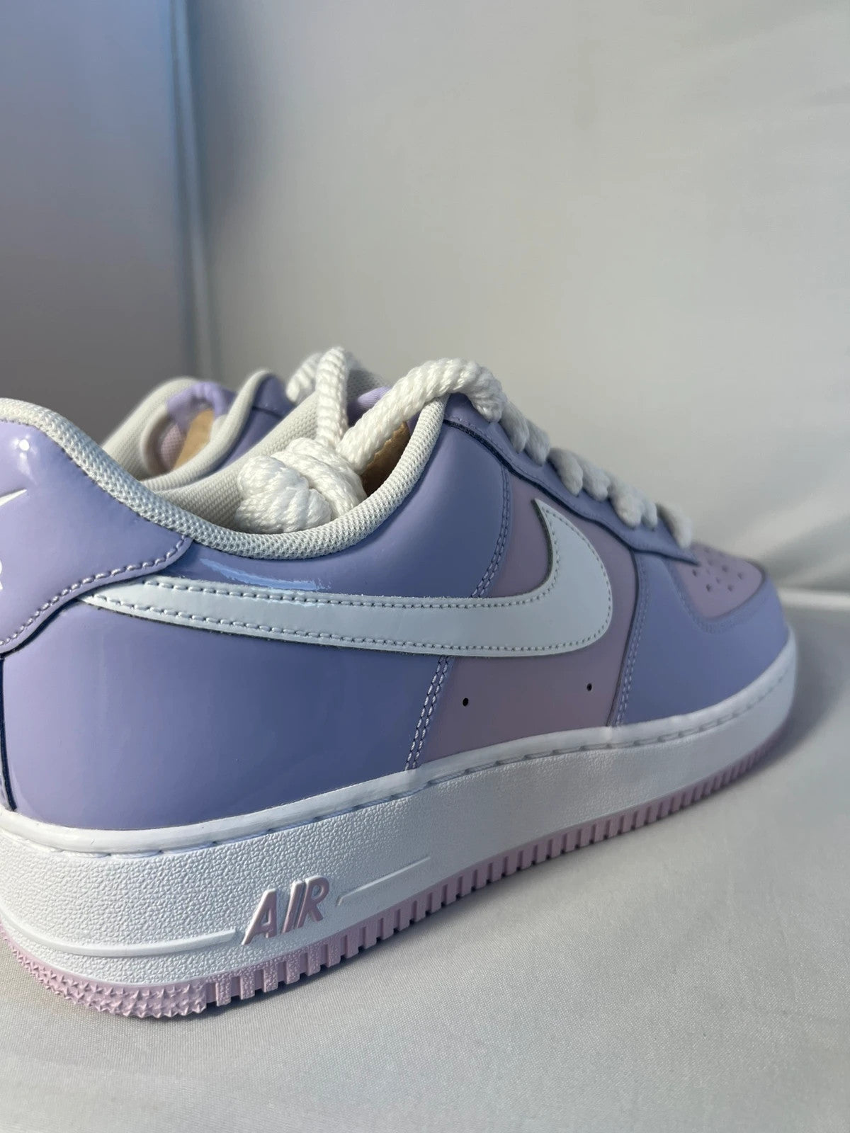 Nike Air Force 1 07/ Patent Leather Purple Rope Laced