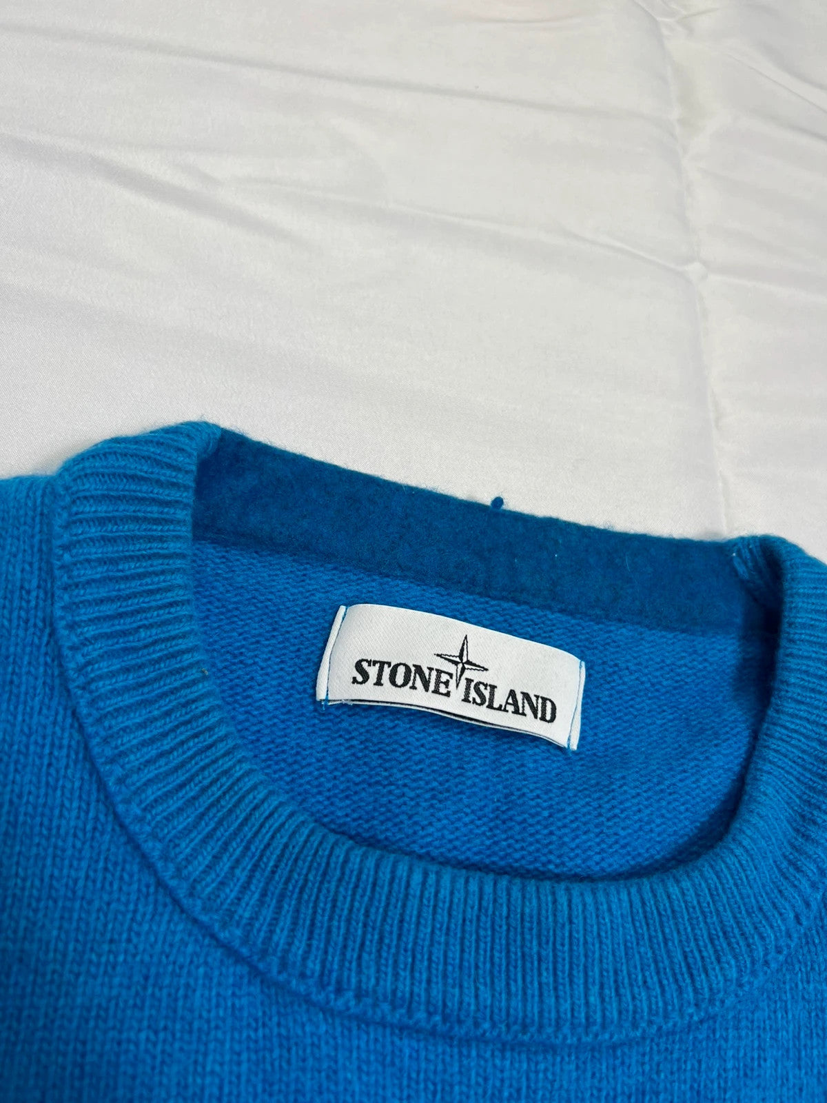Stone Island Avio Blue Wool Woolen Sweatshirt