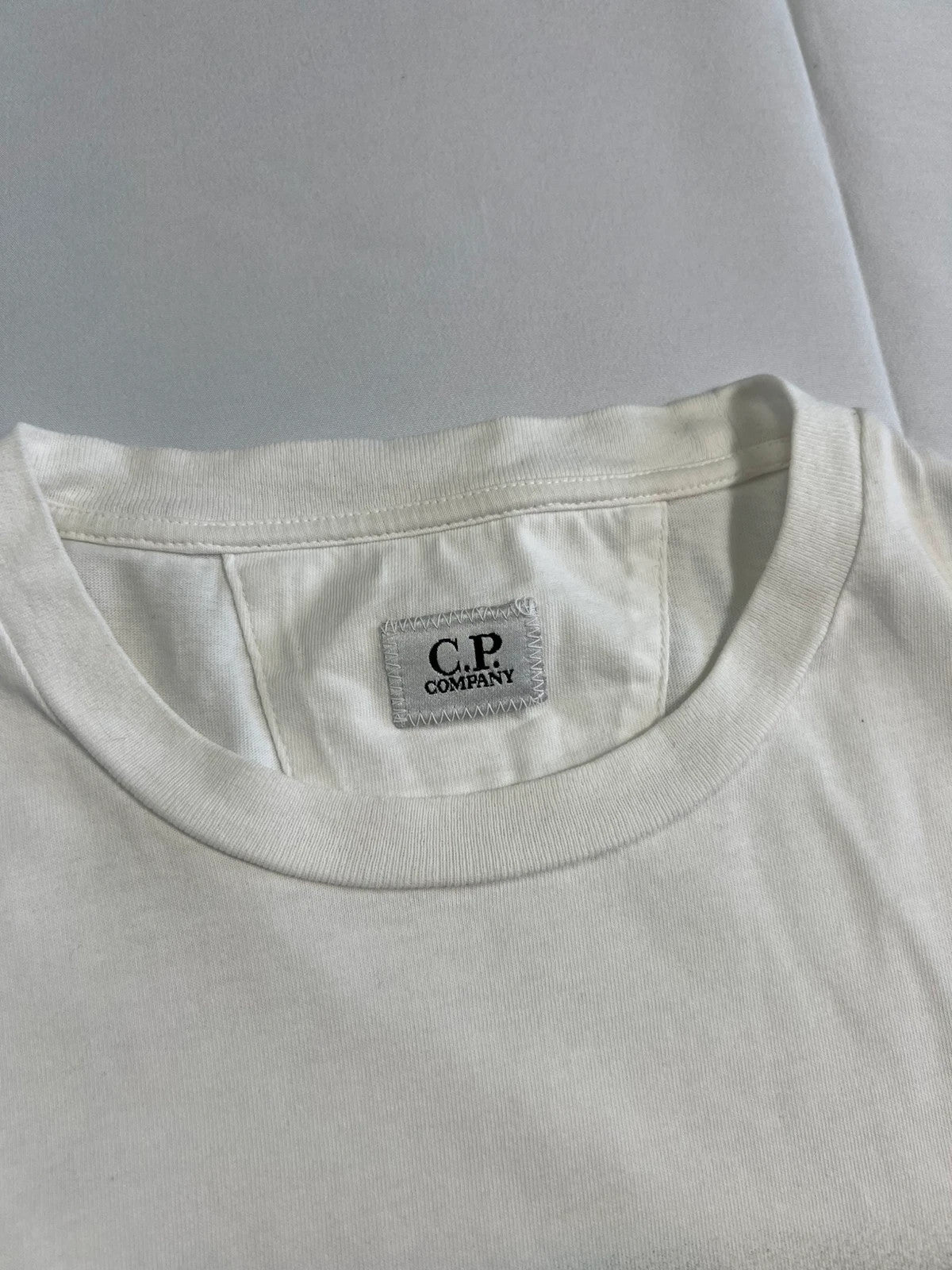 CP Company Blue Blur Logo Tshirt White