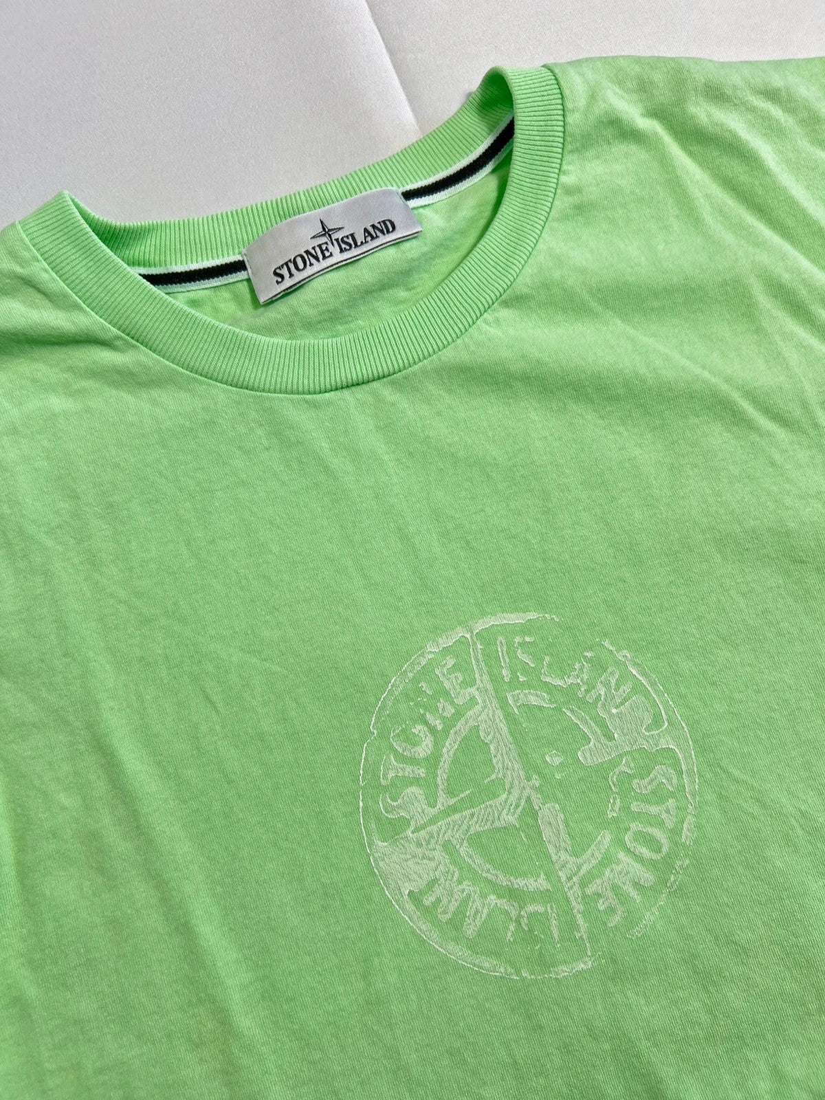 Stone Island Mint Green Cracked Compass Logo Tshirt
