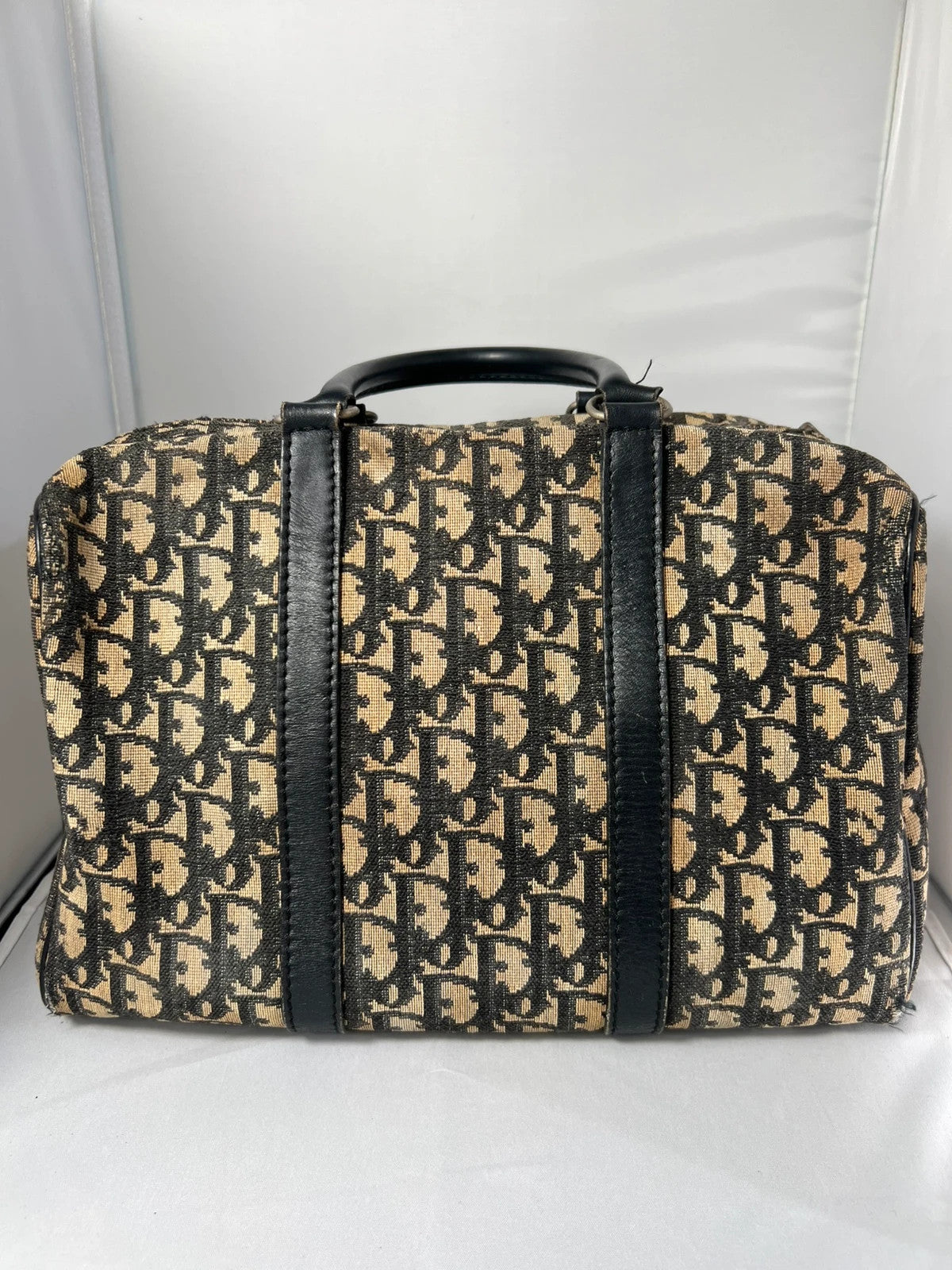 Christian Dior Trotter Oblique Canvas Boston Bag Black Unisex