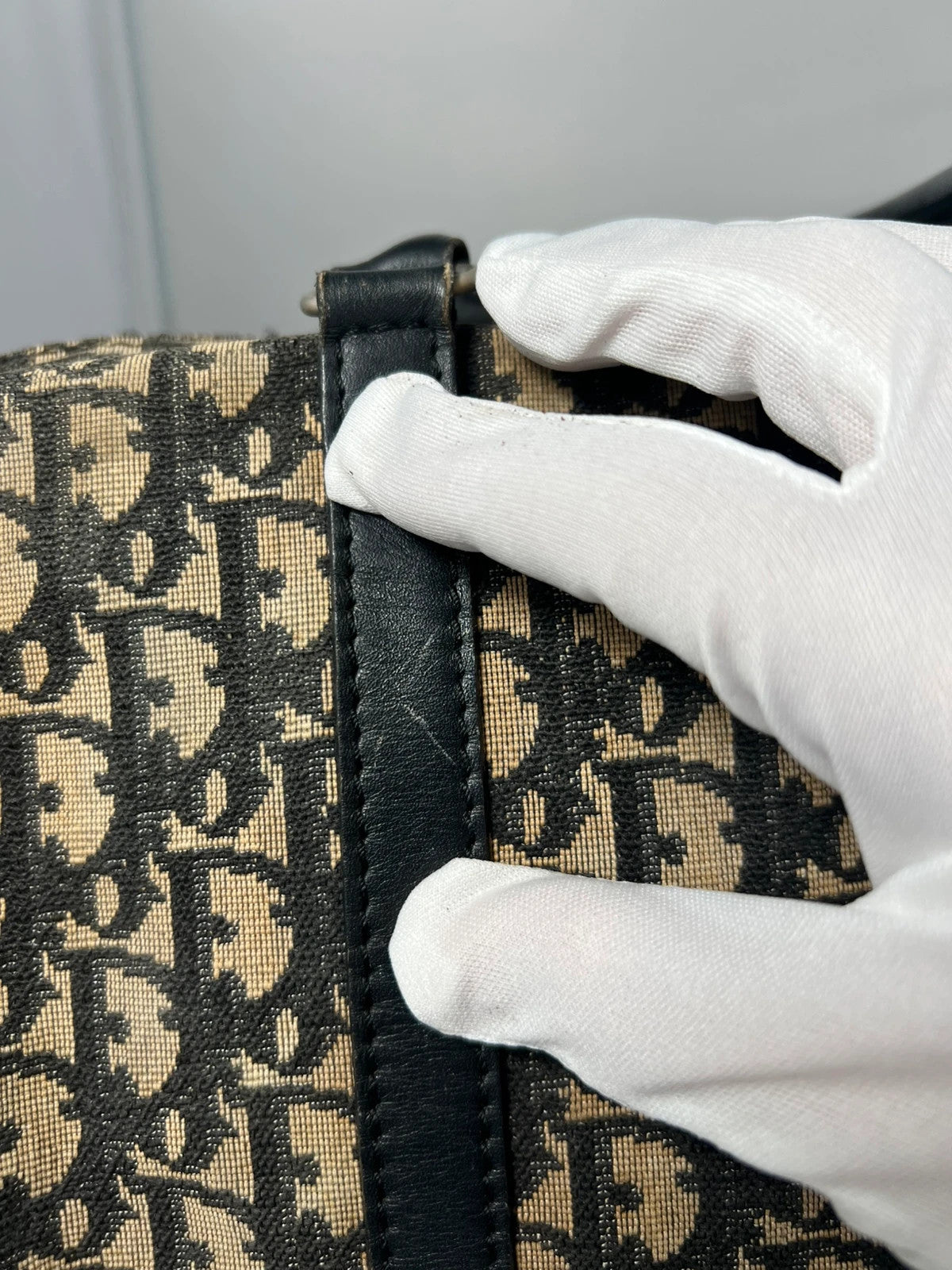 Christian Dior Trotter Oblique Canvas Boston Bag Black Unisex