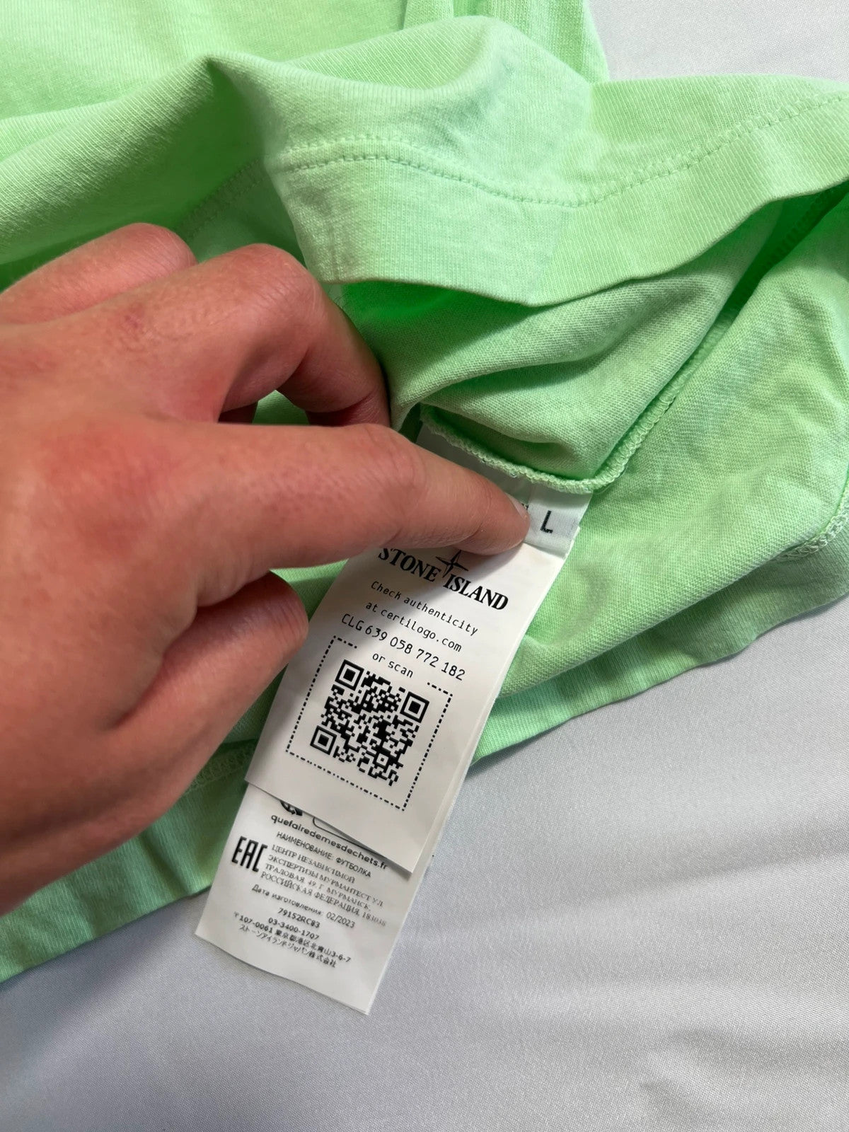 Stone Island Mint Green Cracked Compass Logo Tshirt