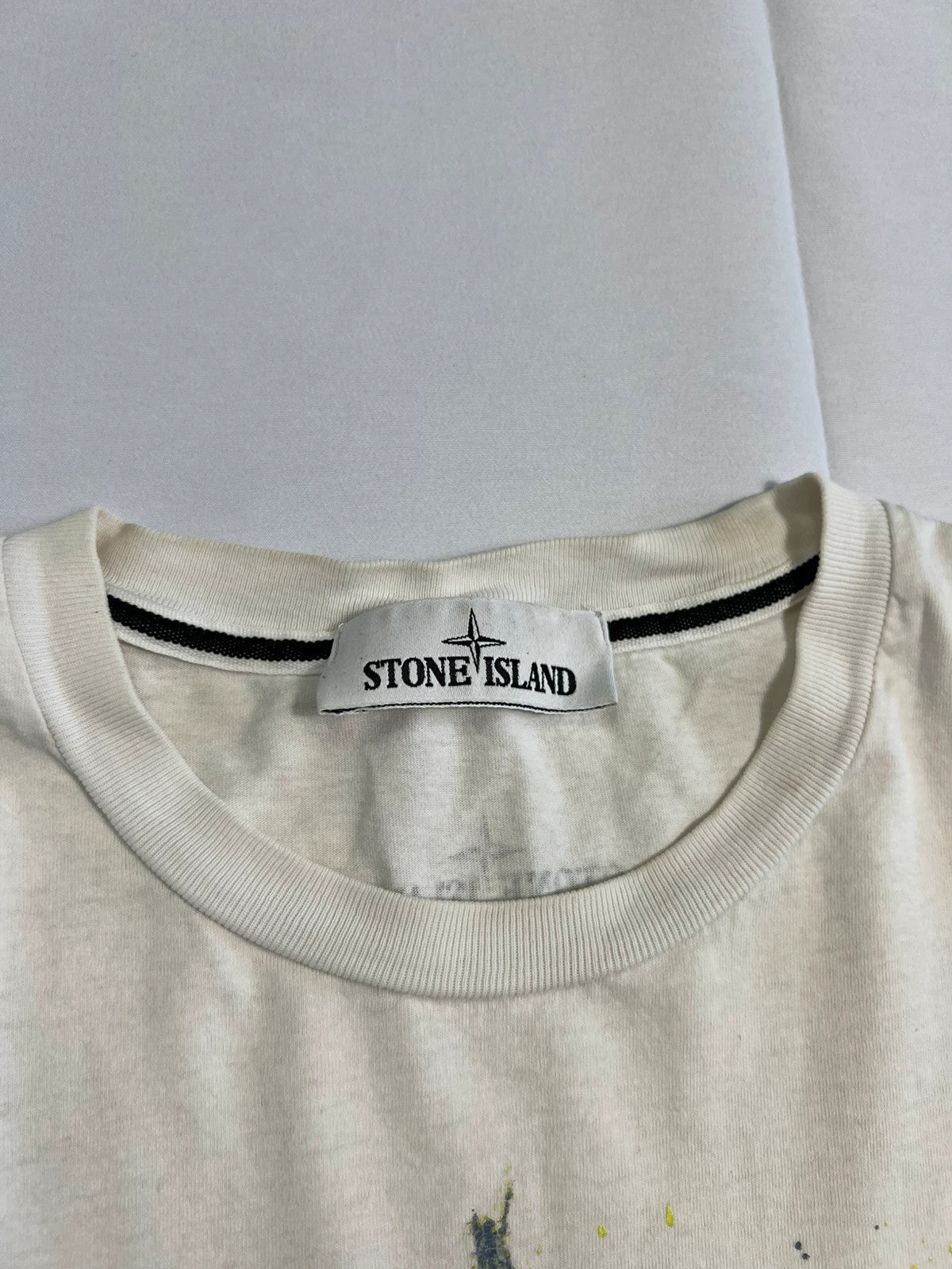 Stone Island Paint Splatter Compass Tshirt White