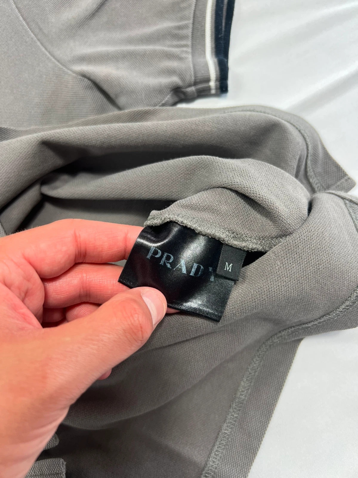Prada Polo Grey Red Classic Logo