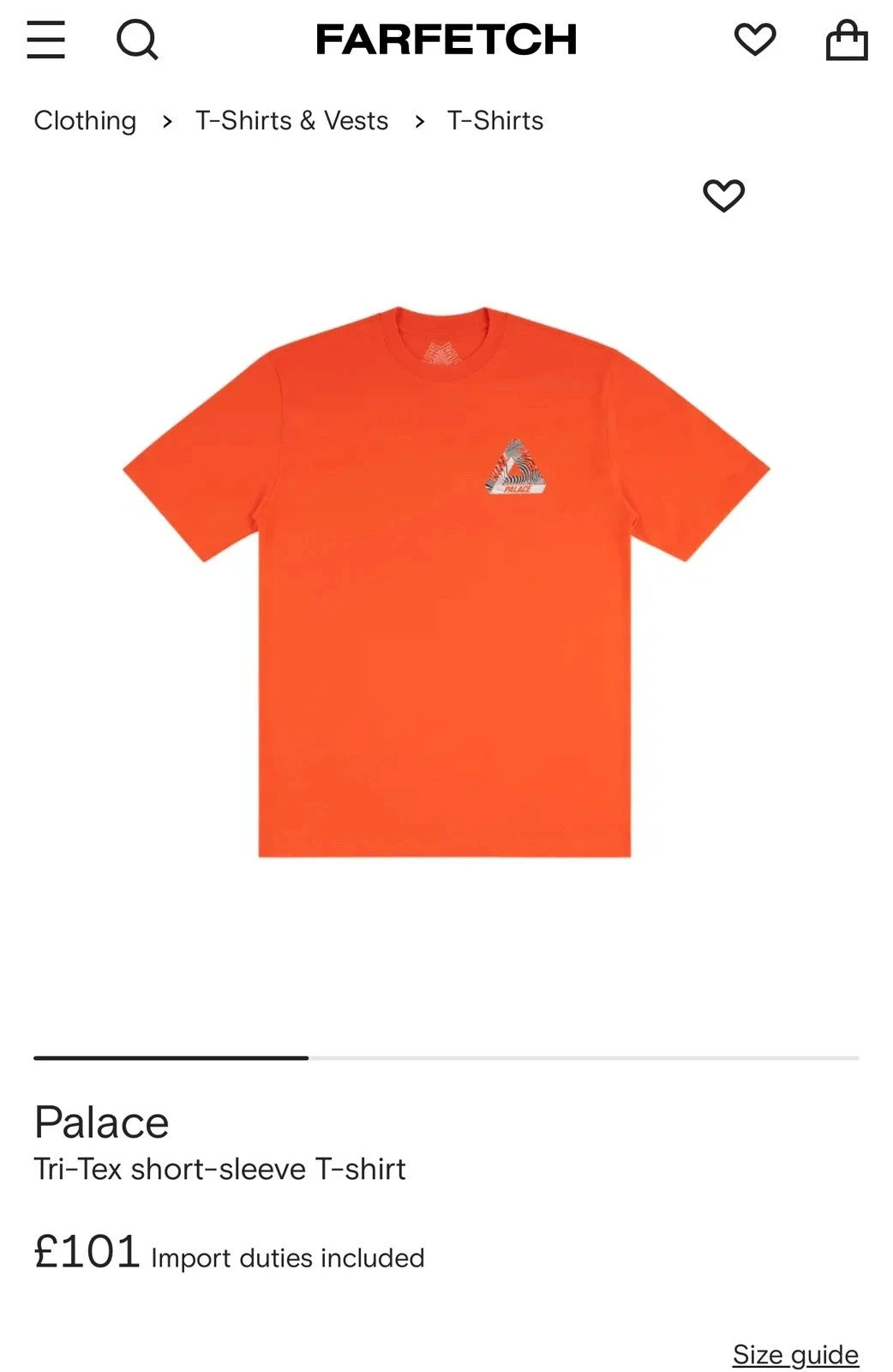 Palace Trirex Orange Zebra Triferg Tshirt SS20