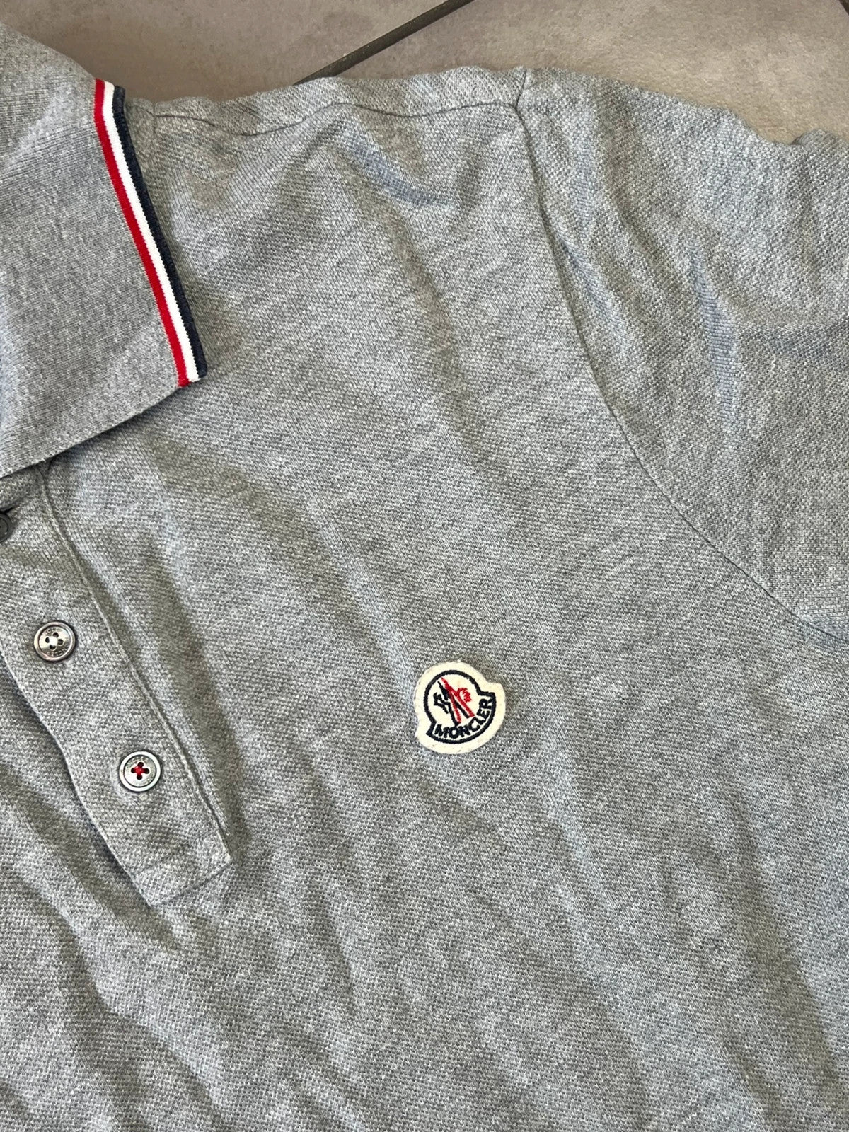 Moncler Pique Maglia Polo Shirt Grey