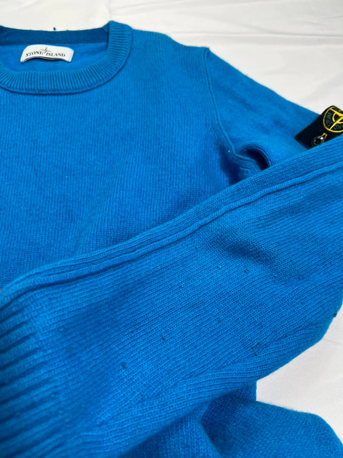 Stone Island Avio Blue Wool Woolen Sweatshirt