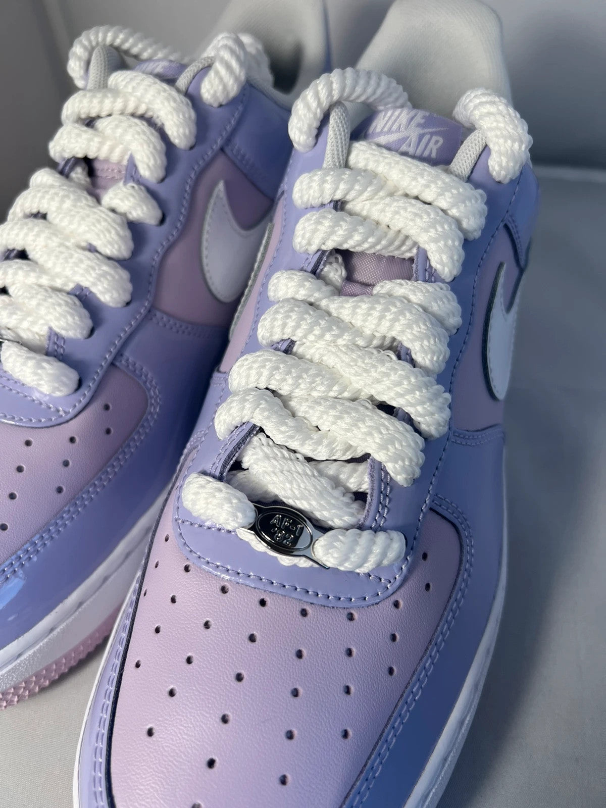 Nike Air Force 1 07/ Patent Leather Purple Rope Laced