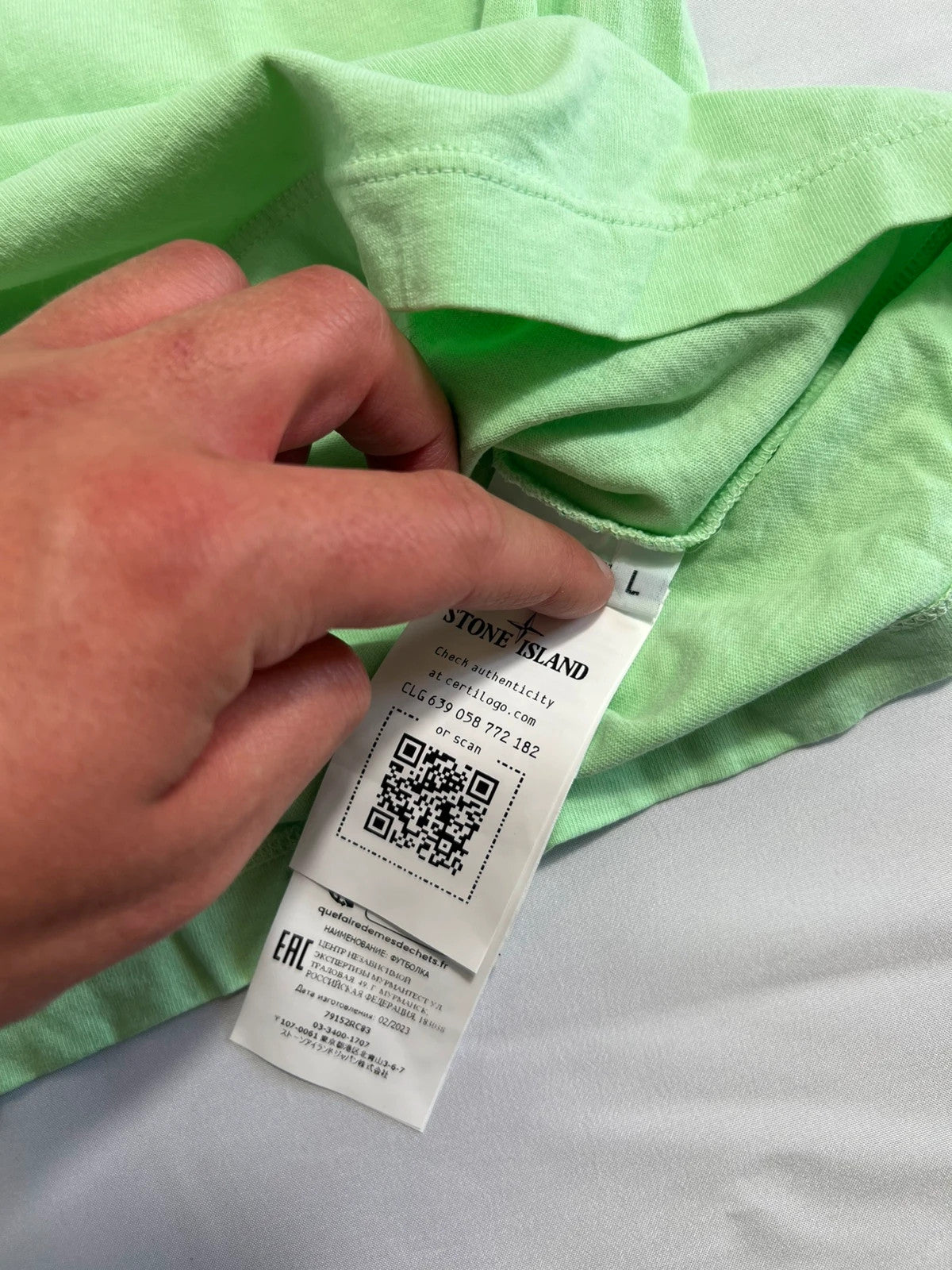 Stone Island Mint Green Cracked Compass Logo Tshirt