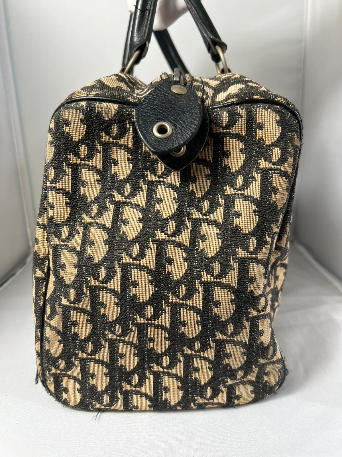 Christian Dior Trotter Oblique Canvas Boston Bag Black Unisex